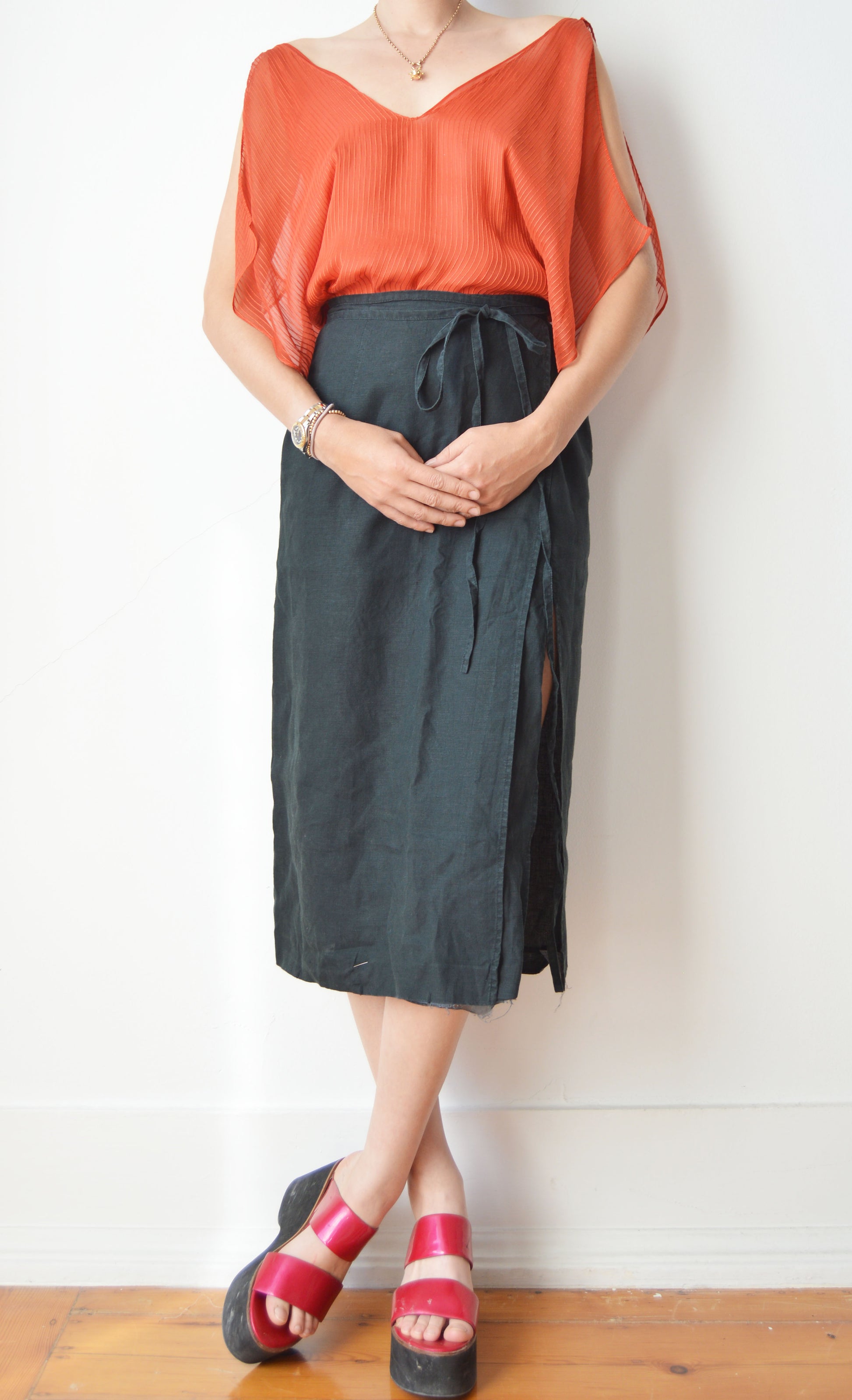 vintage chloe ss 2001 orange silk top