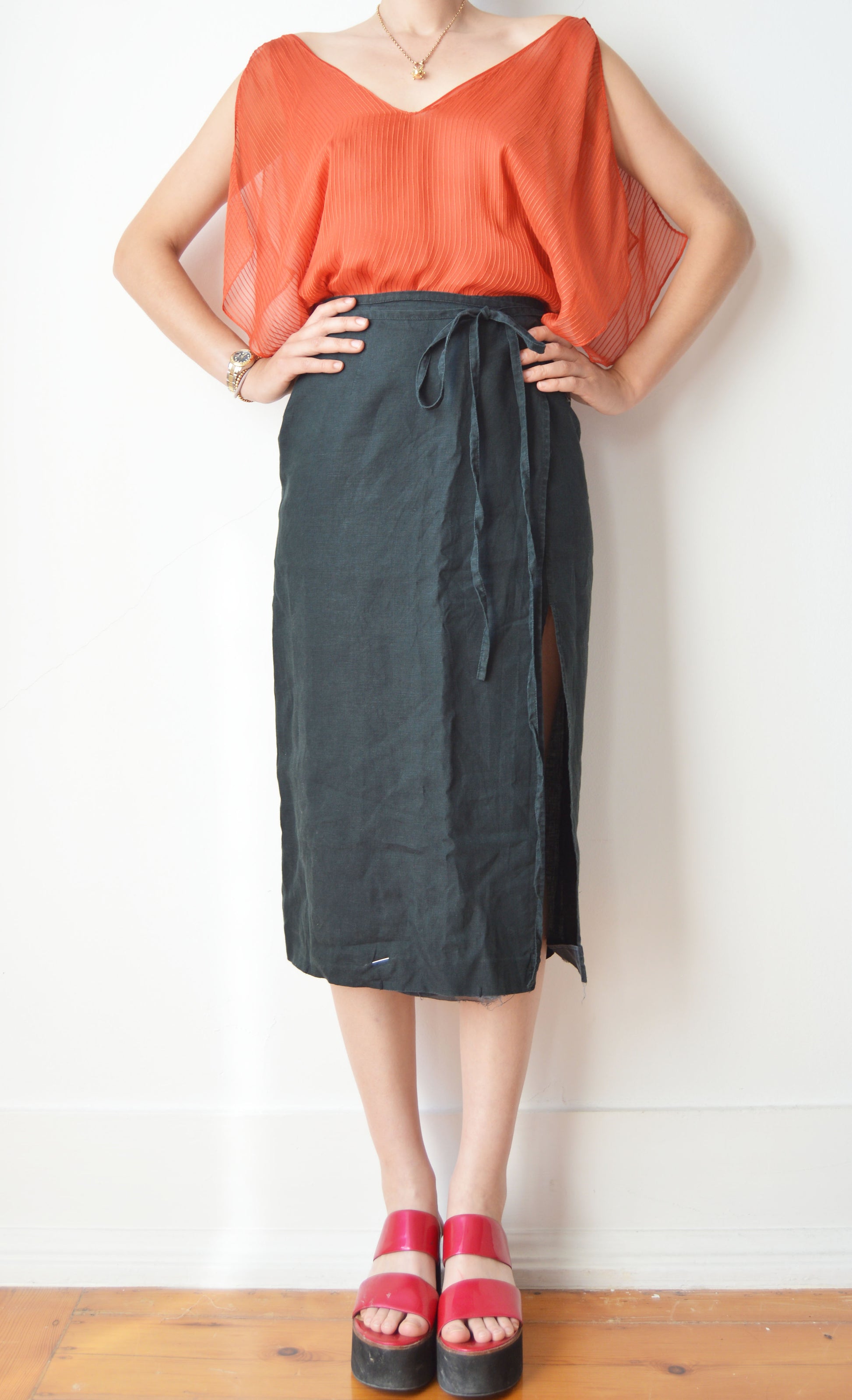 vintage chloe ss 2001 orange silk top