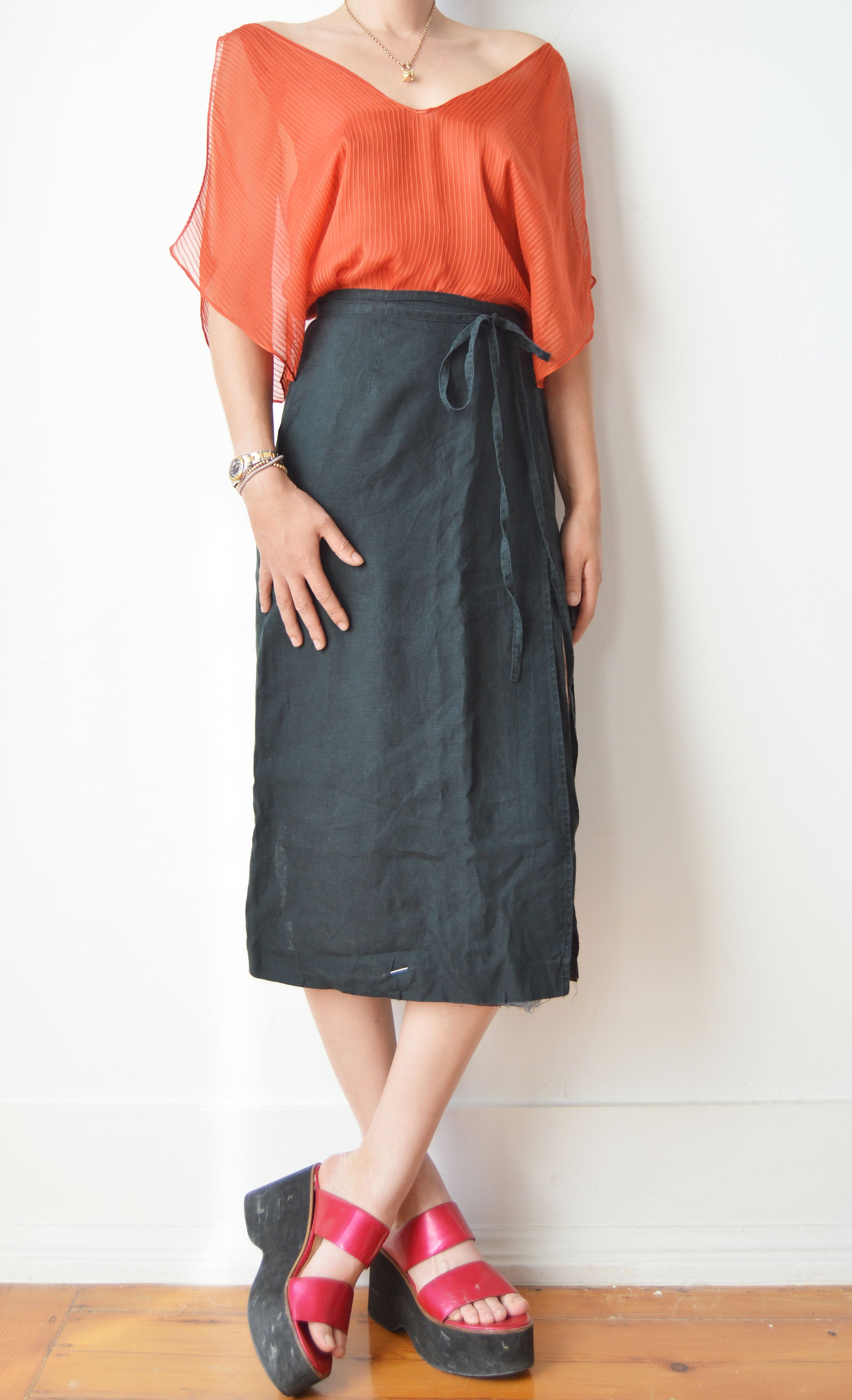 vintage chloe ss 2001 orange silk top