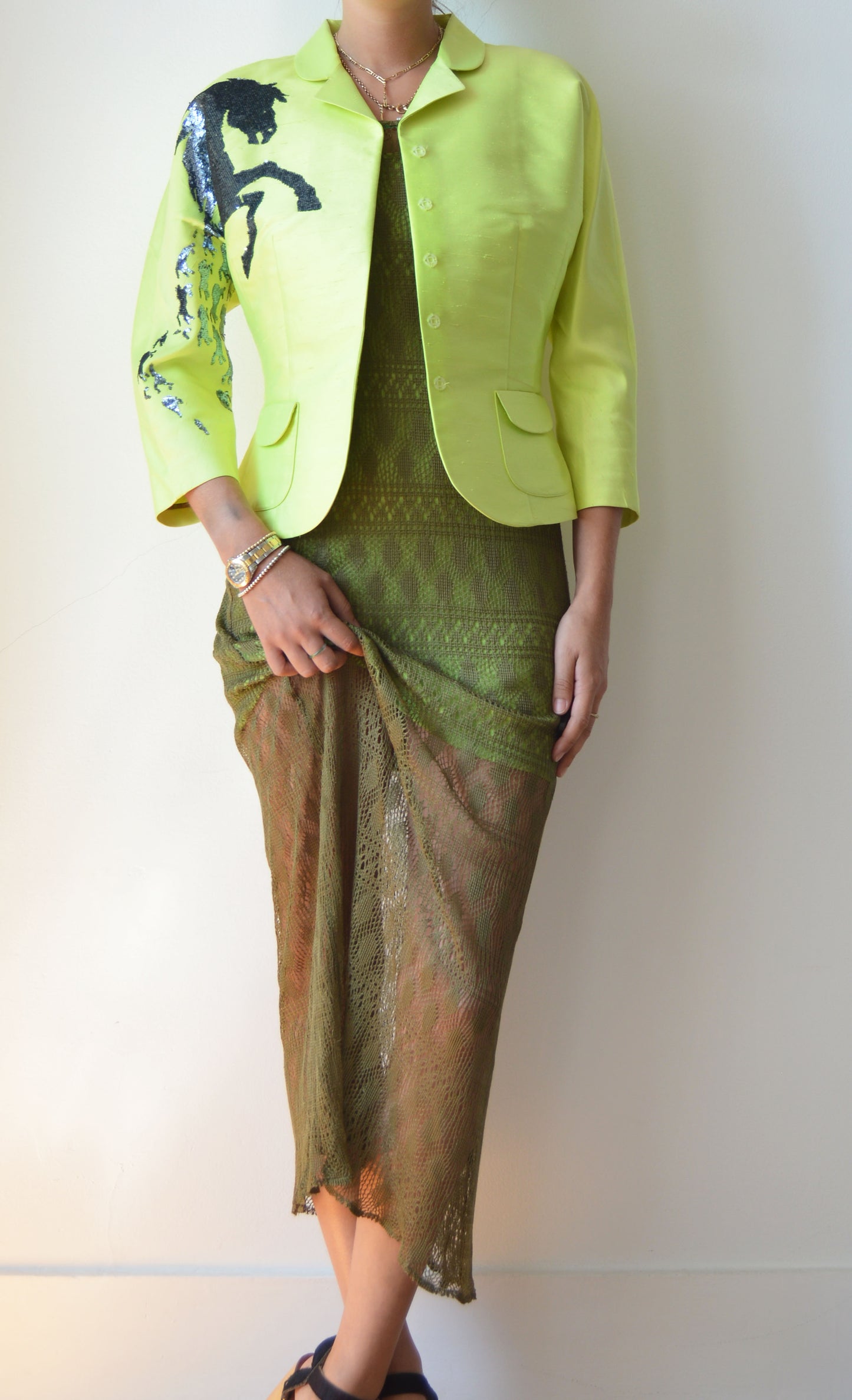 Vintage Chloe S/S 2001 Sequin Horse Silk Jacket
