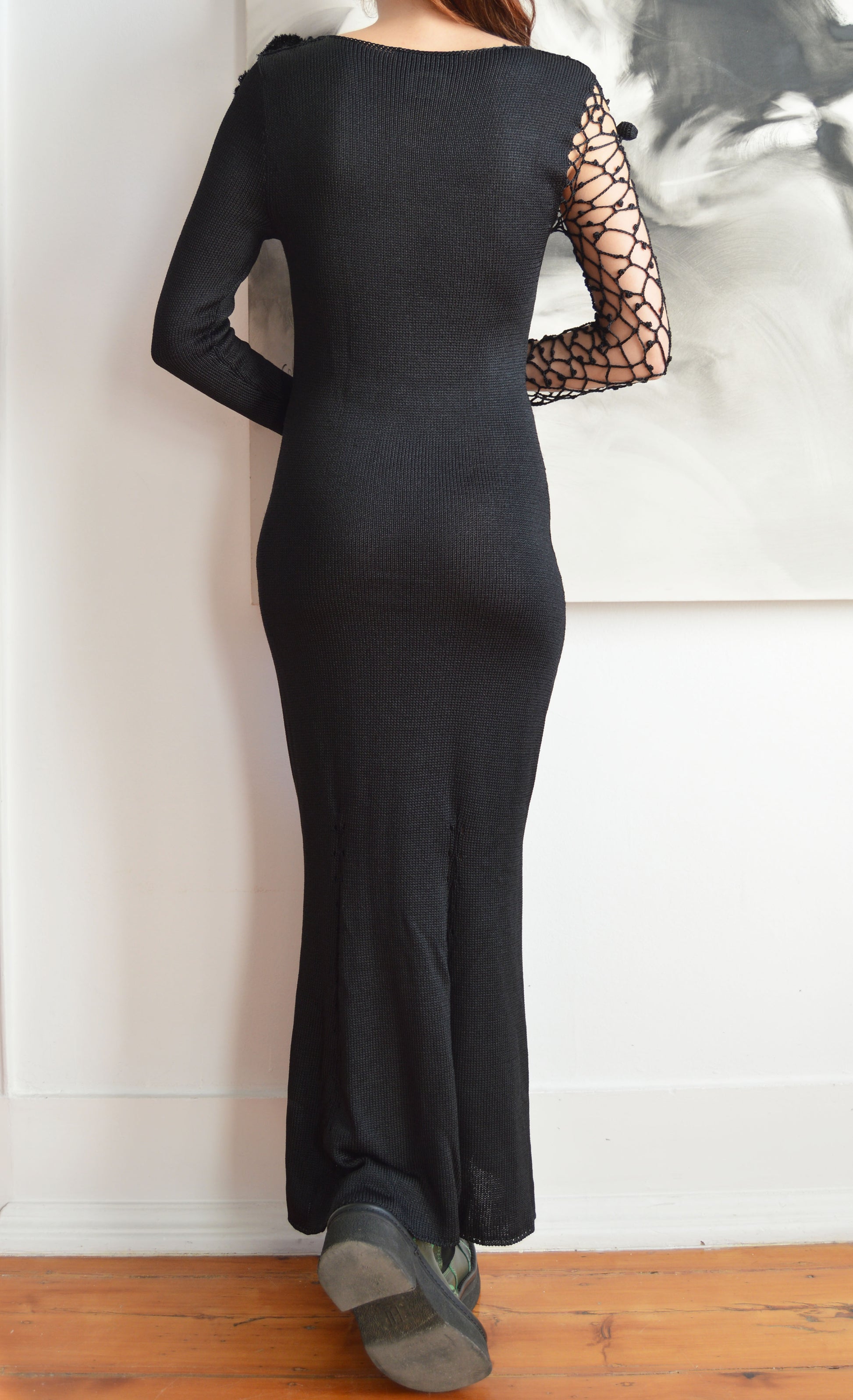 vintage Christian Lacroix fw 1994 black knitted maxi dress