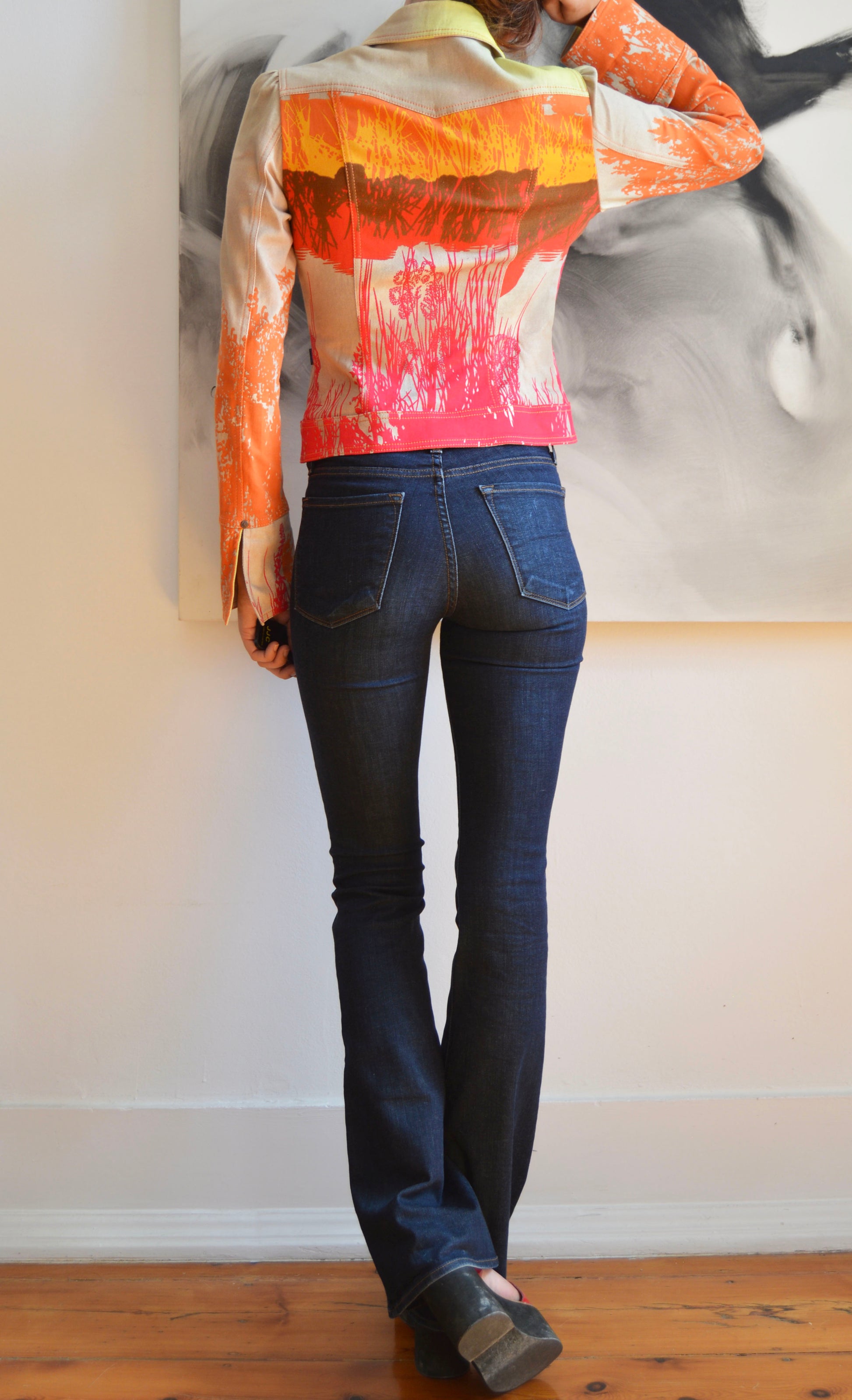 vintage christian lacroix jeans colourful denim jacket