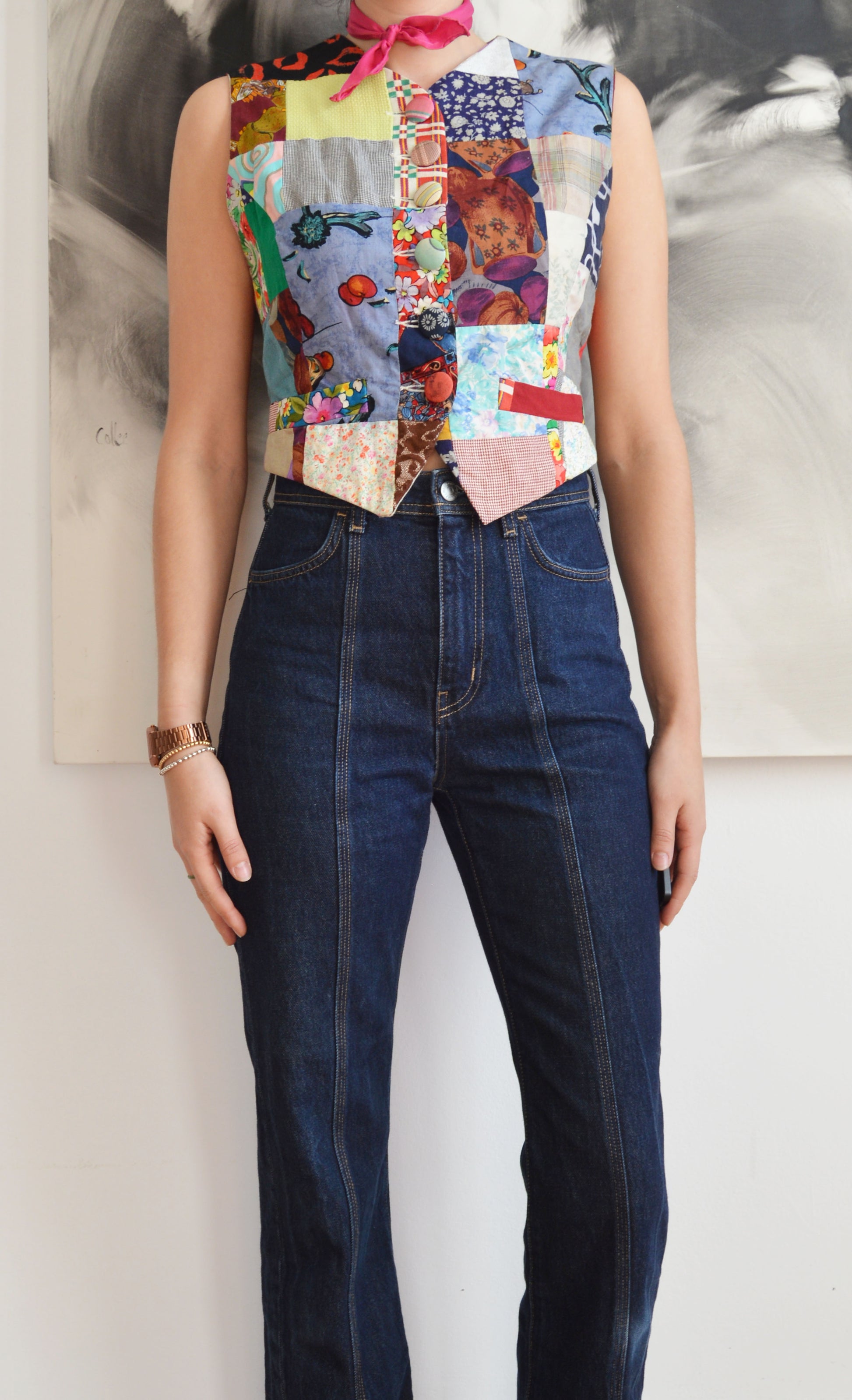 vintage dolce gabbana ss 1993 cotton patchwork waistcoat