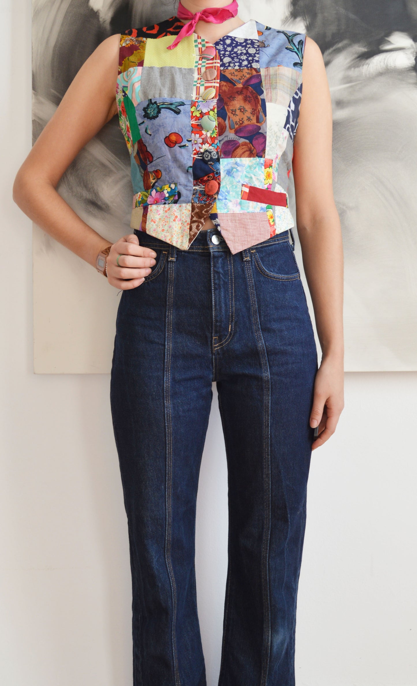vintage dolce gabbana ss 1993 cotton patchwork waistcoat