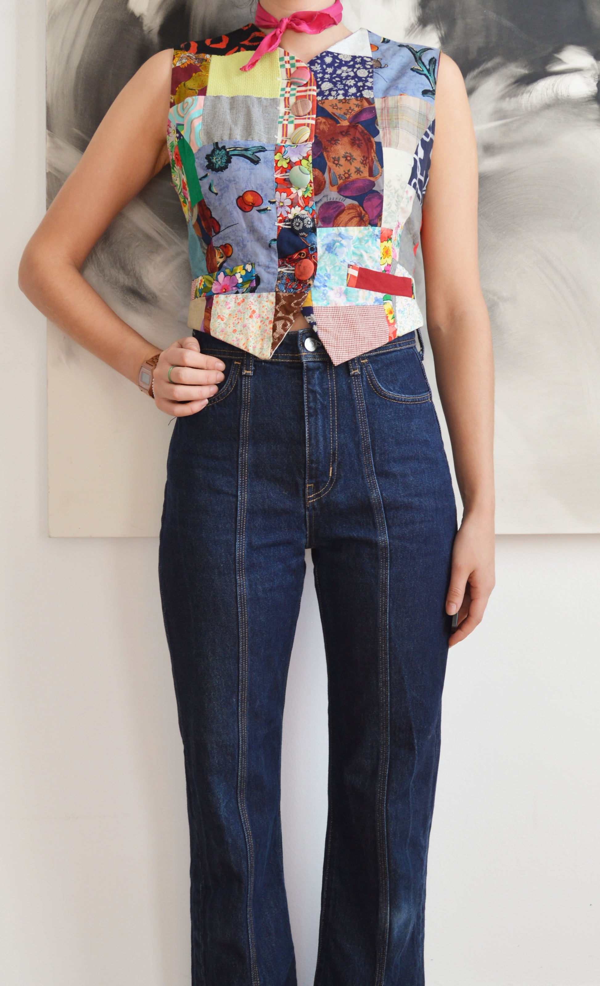 vintage dolce gabbana ss 1993 cotton patchwork waistcoat