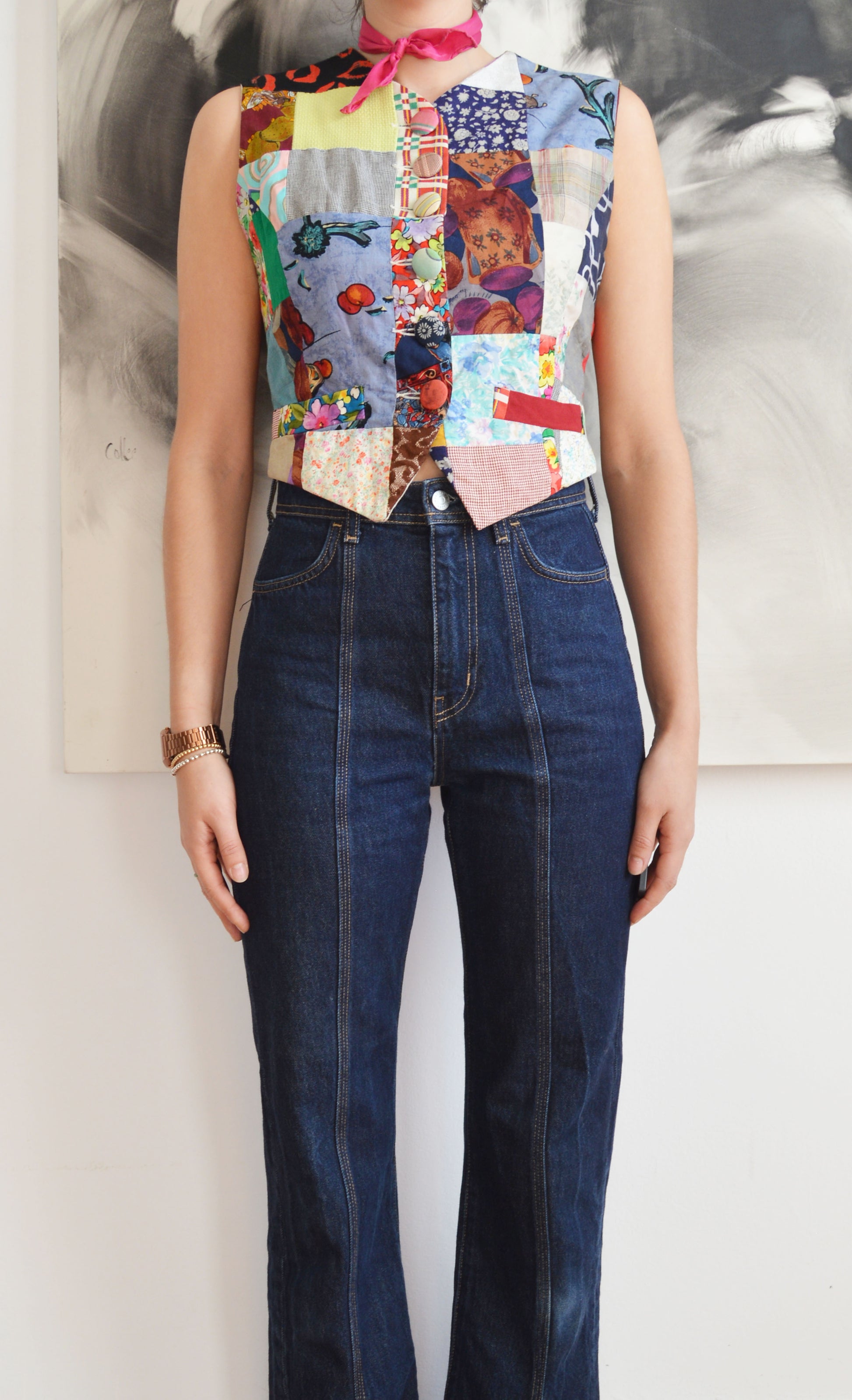 vintage dolce gabbana ss 1993 cotton patchwork waistcoat