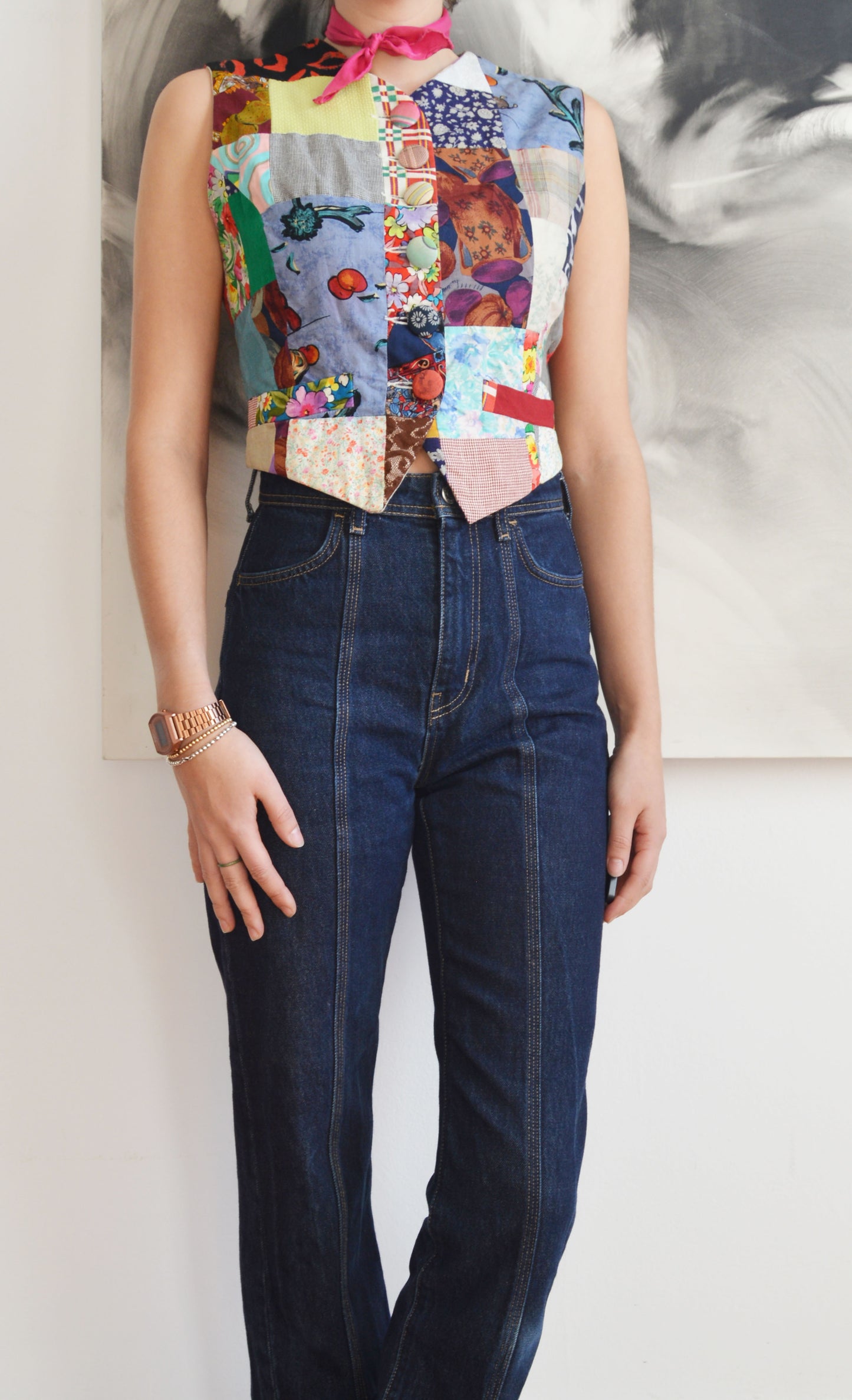 vintage dolce gabbana ss 1993 cotton patchwork waistcoat