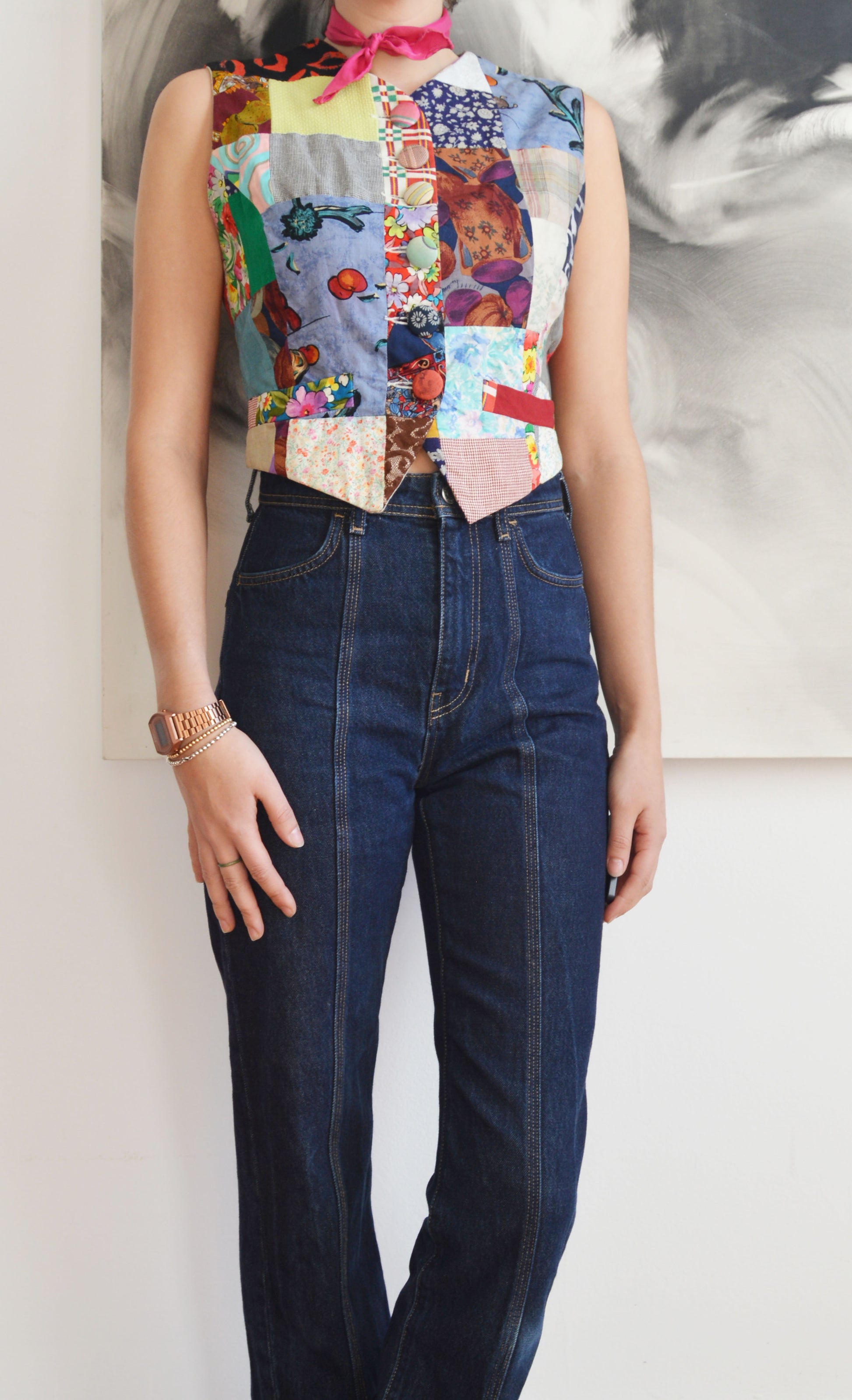 vintage dolce gabbana ss 1993 cotton patchwork waistcoat