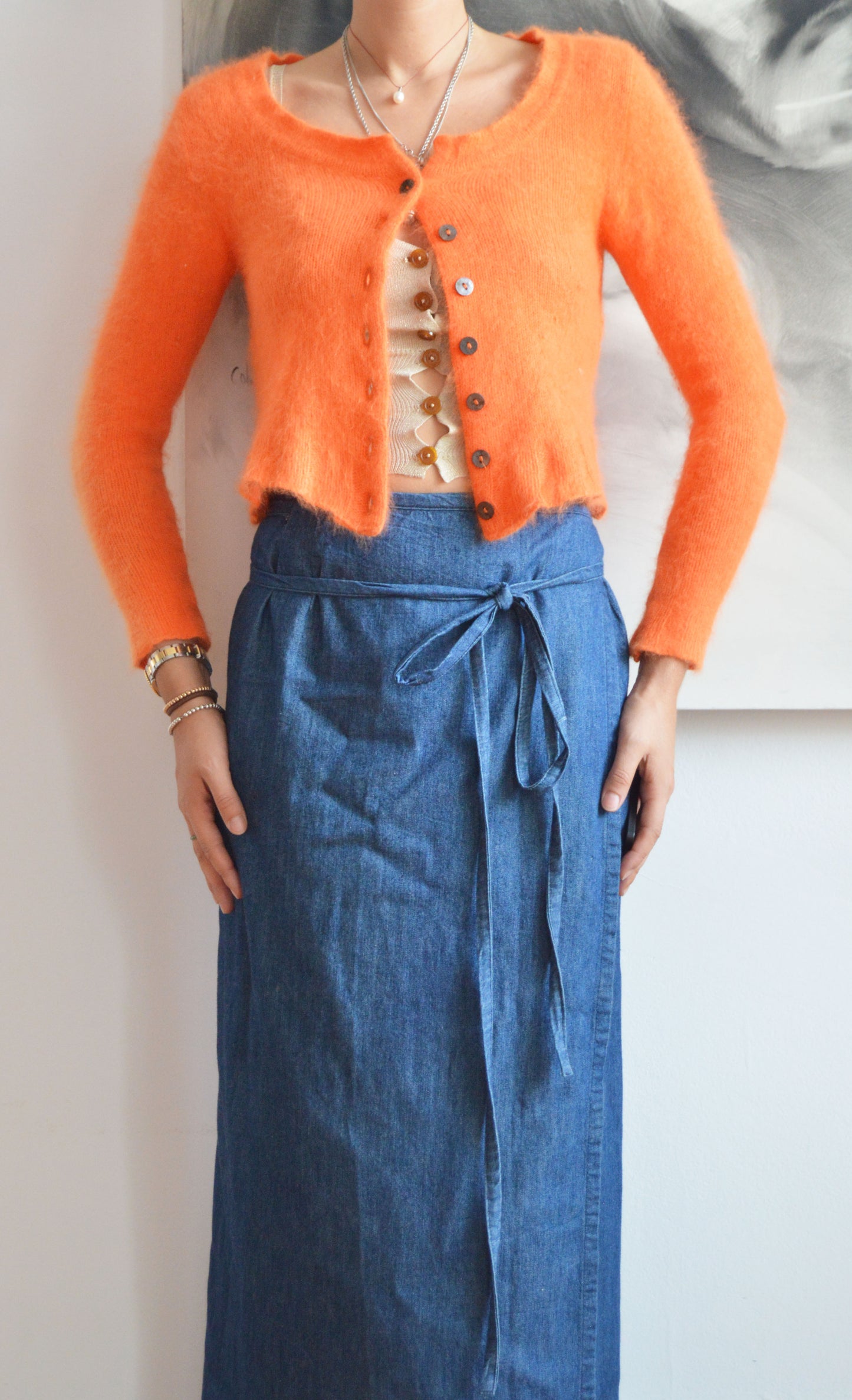 vintage dries van noten orange angora cardigan 