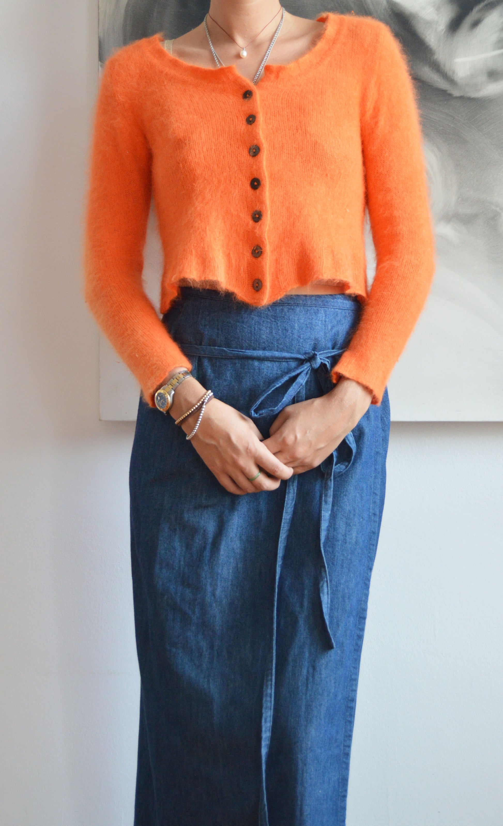 vintage dries van noten orange angora cardigan 
