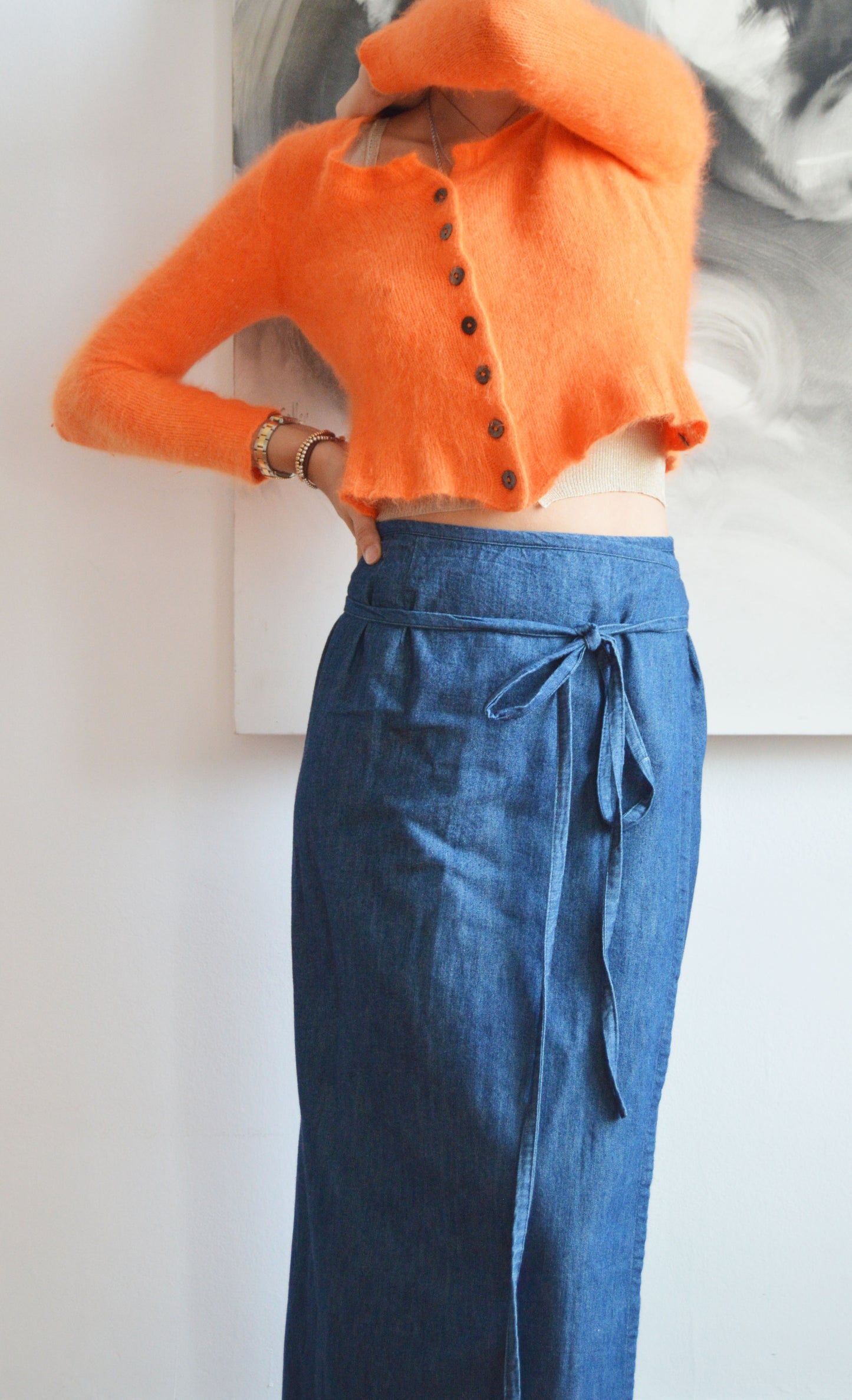 vintage dries van noten orange angora cardigan 