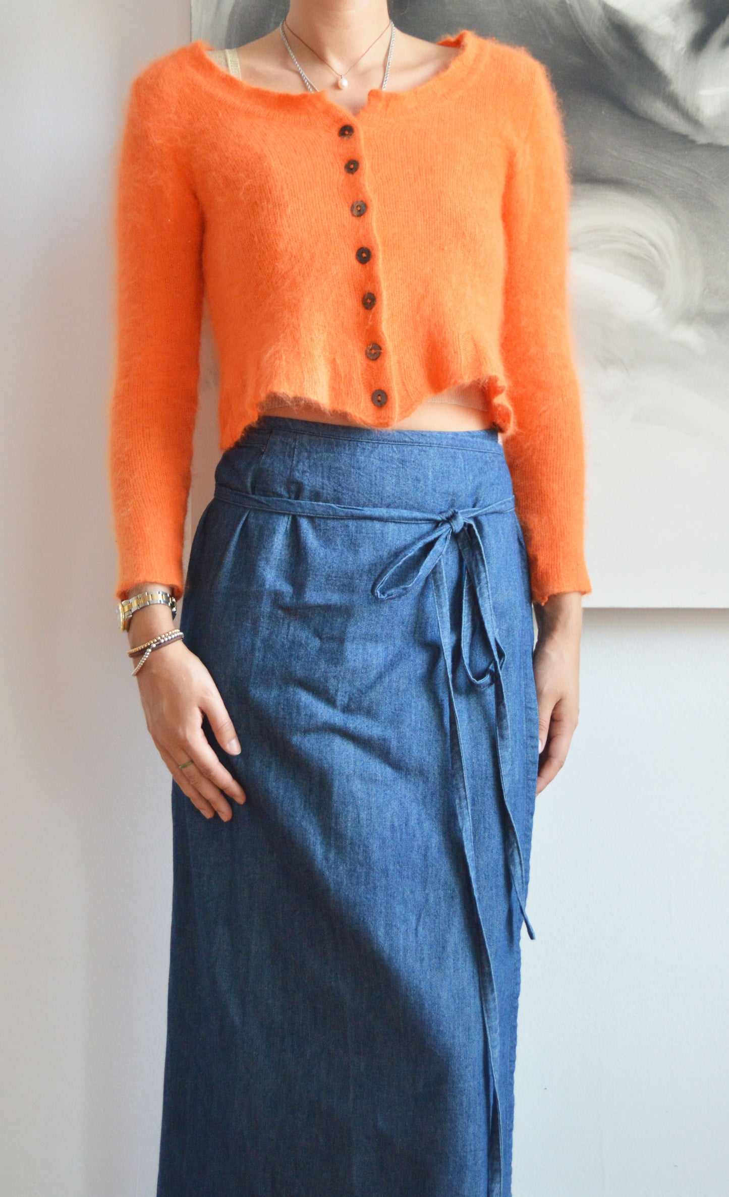 vintage dries van noten orange angora cardigan 
