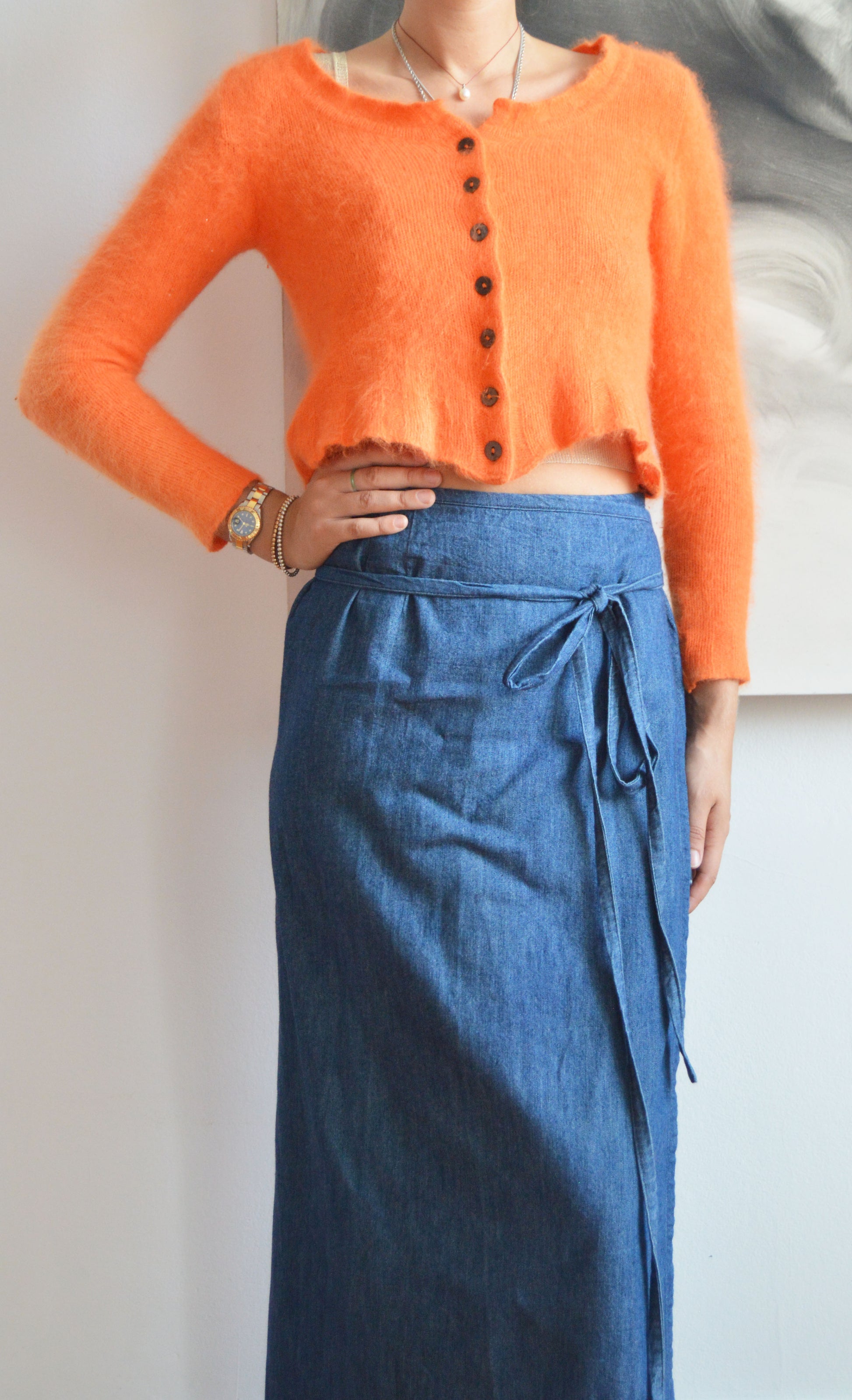 vintage dries van noten orange angora cardigan 