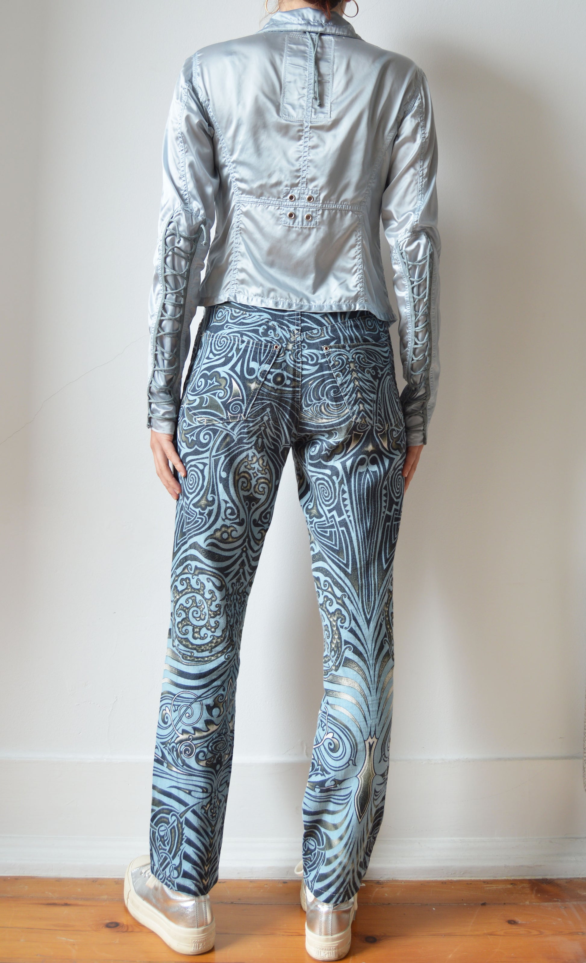 vintage gaultier jeans ss 1996 tribal print jeans