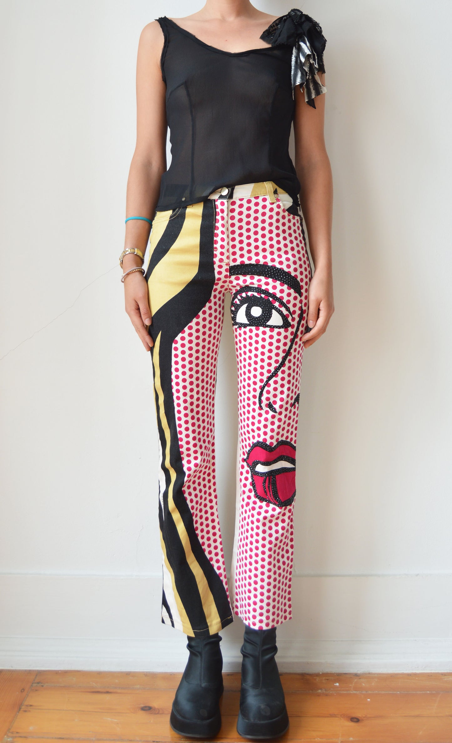 vintage iceberg ss 2001 face pop art jeans