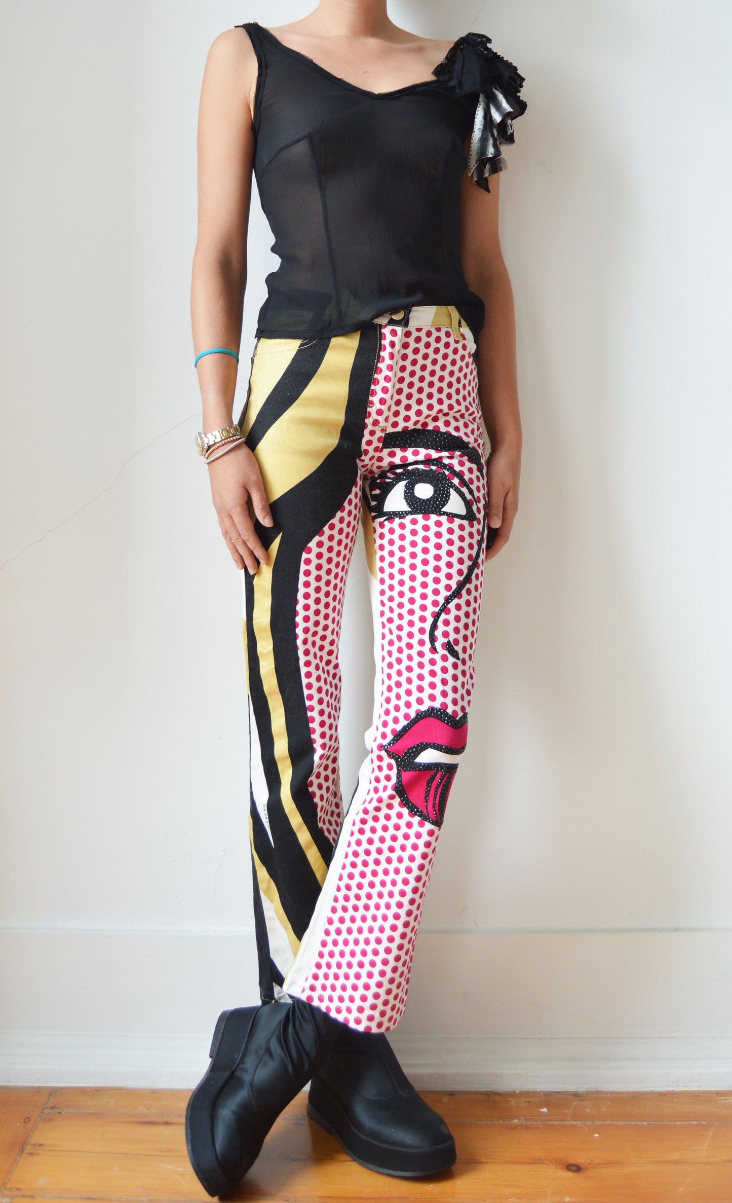 vintage iceberg ss 2001 face pop art jeans
