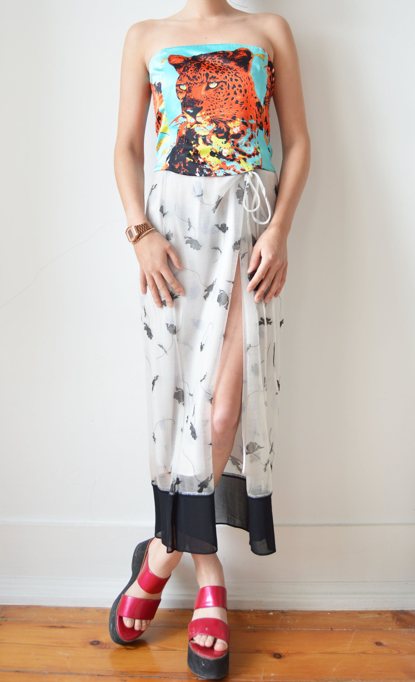 vintage iceberg ss 2004 silk leopard corset