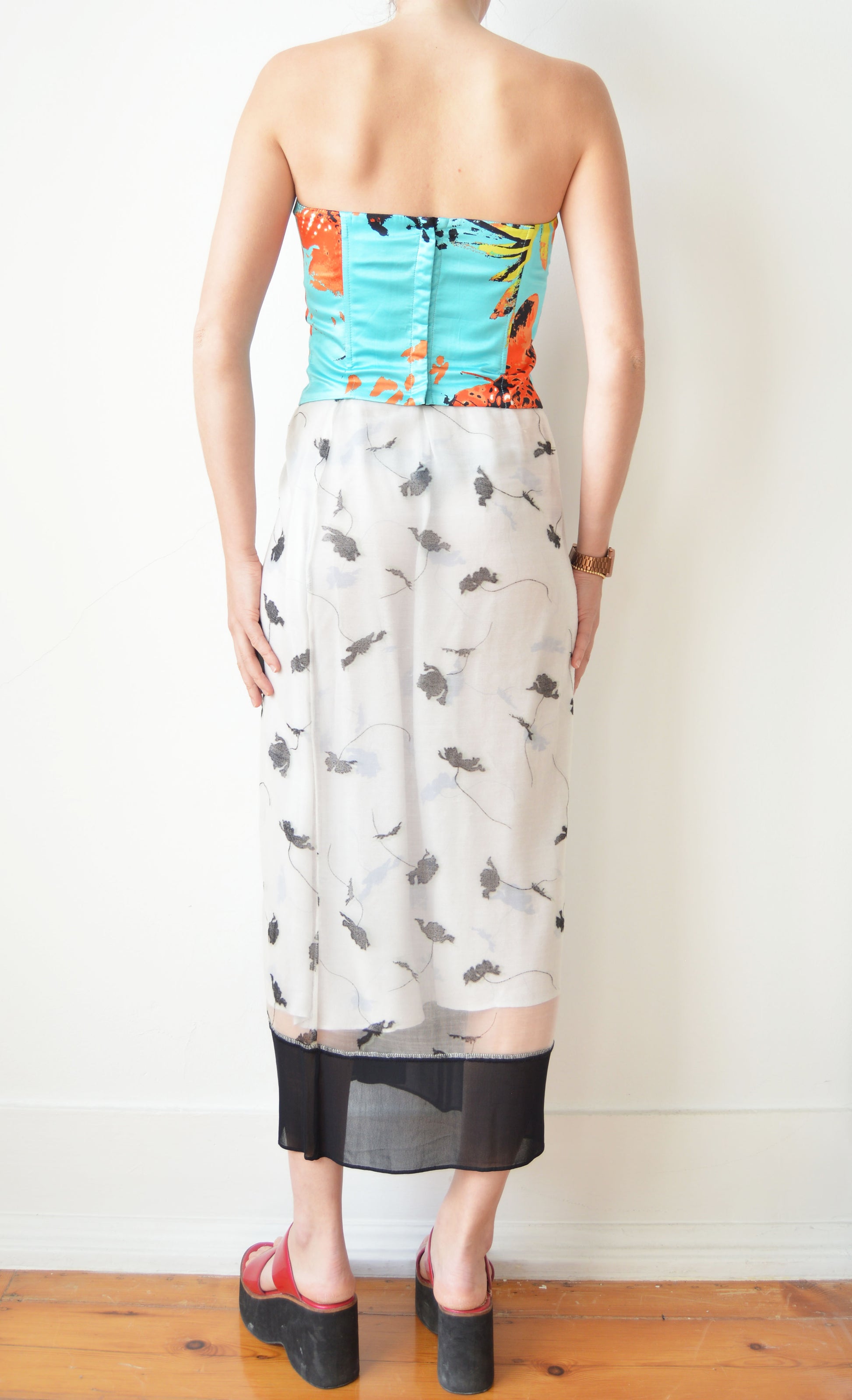 vintage iceberg ss 2004 silk leopard corset