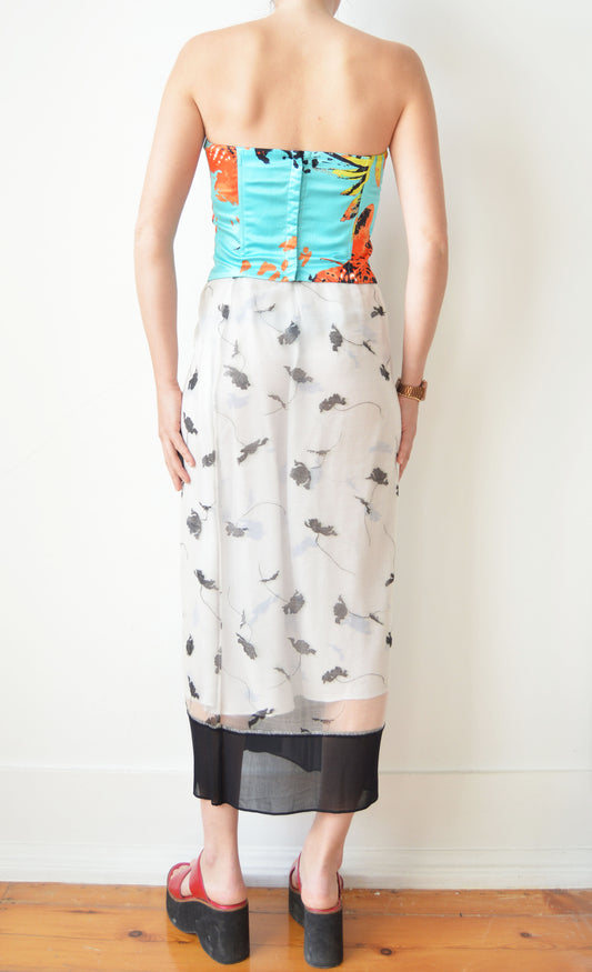 vintage iceberg ss 2004 silk leopard corset