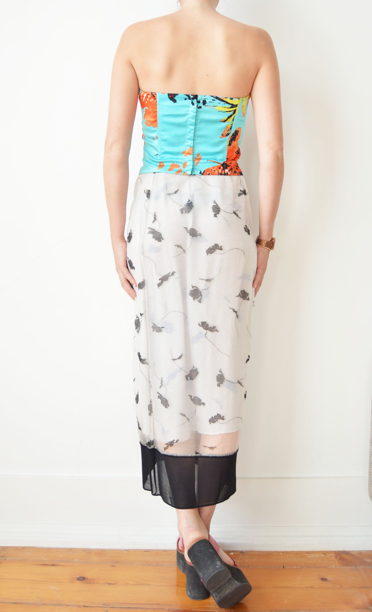 vintage iceberg ss 2004 silk leopard corset