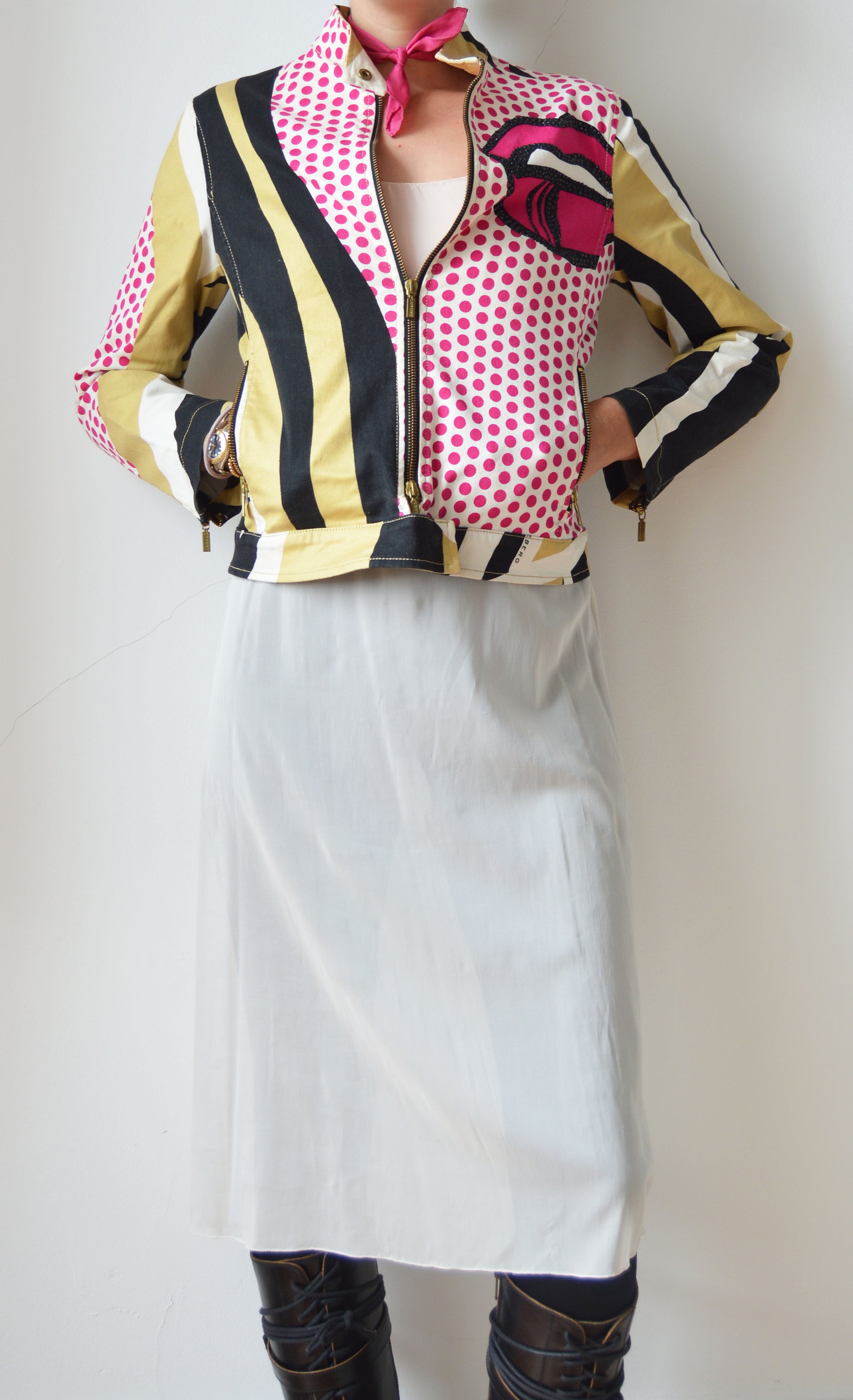 vintage iceberg ss 2001 denim pop art jacket