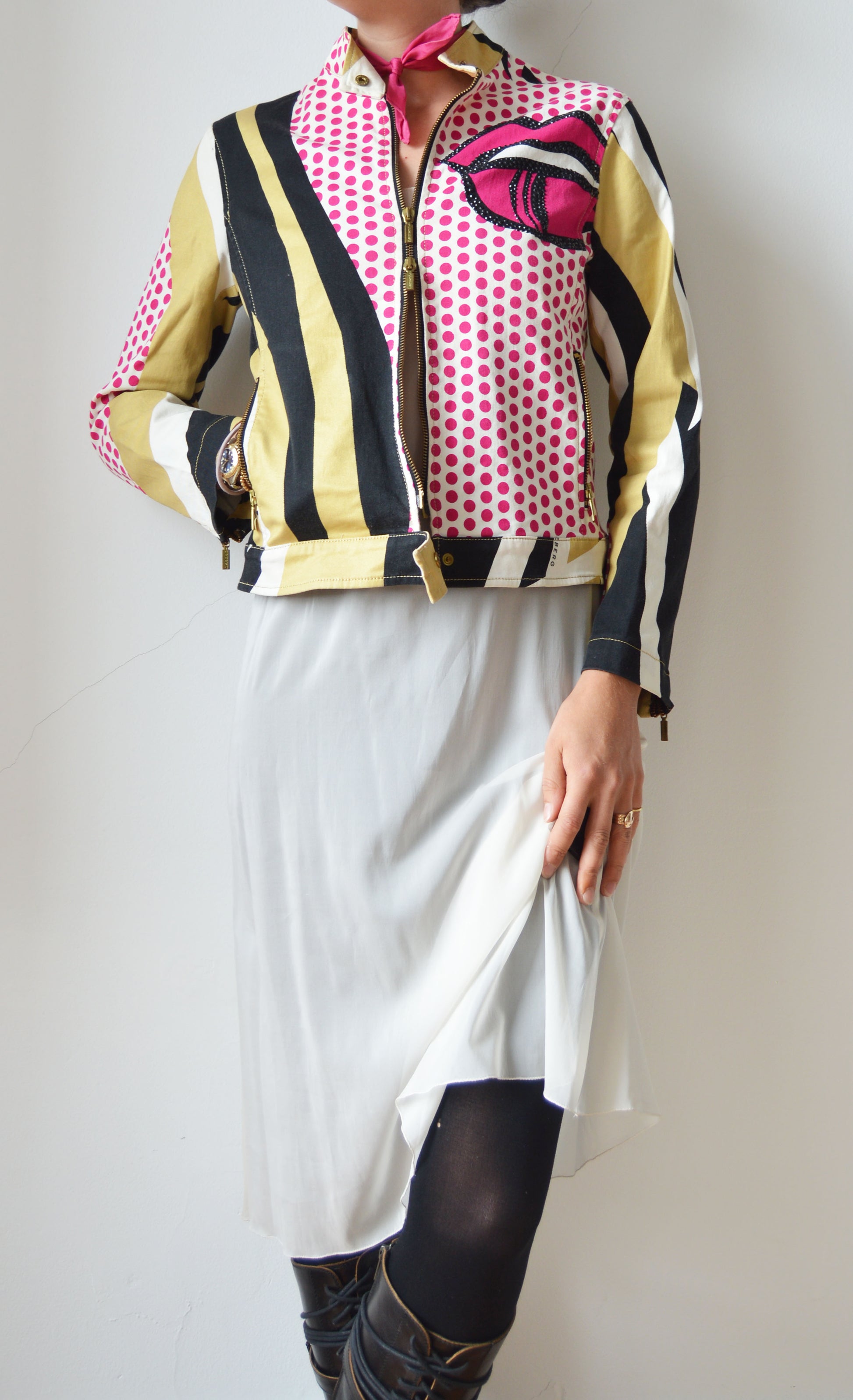 vintage iceberg ss 2001 denim pop art jacket