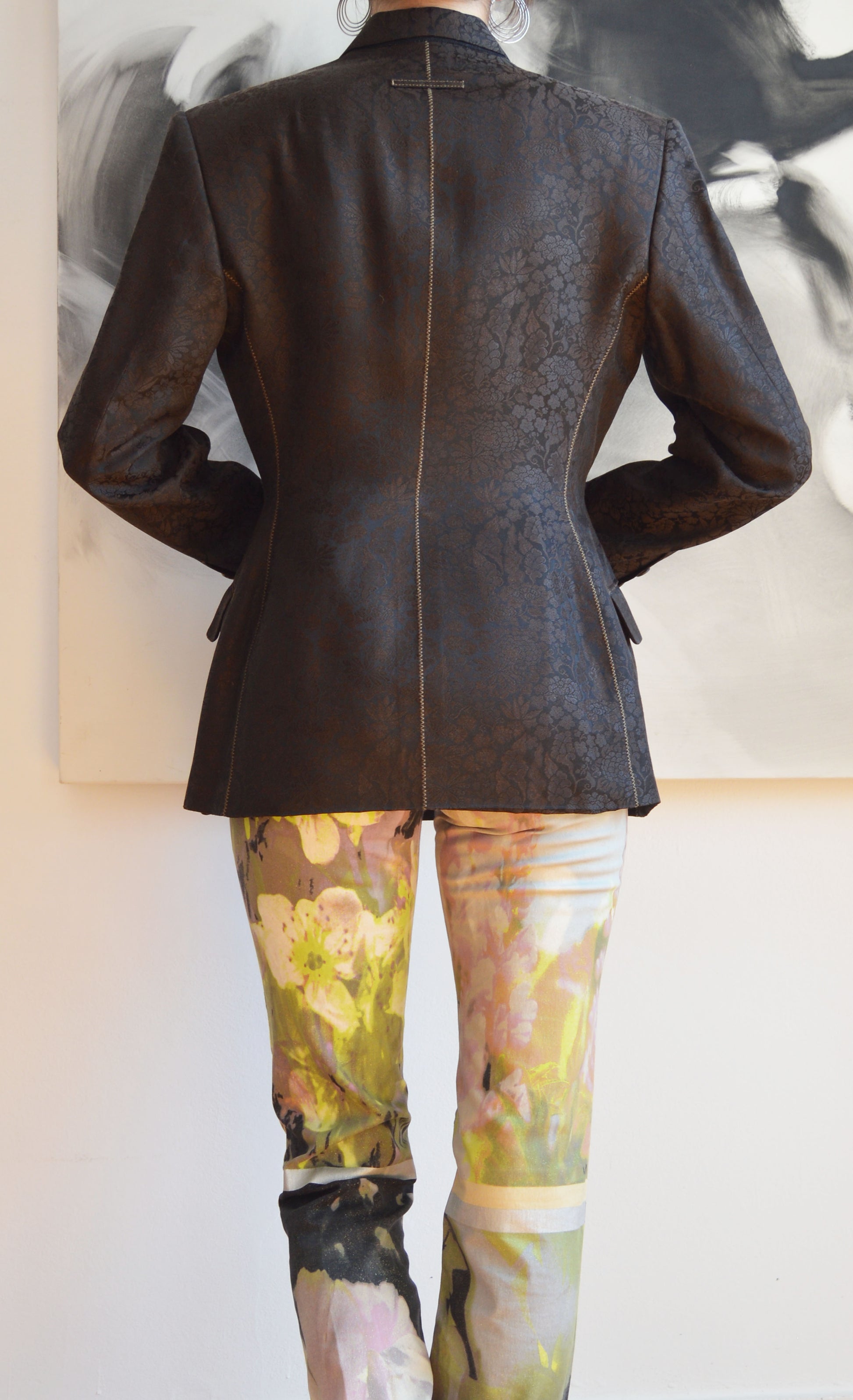 vintage jean paul gaultier femme brown brocade blazer