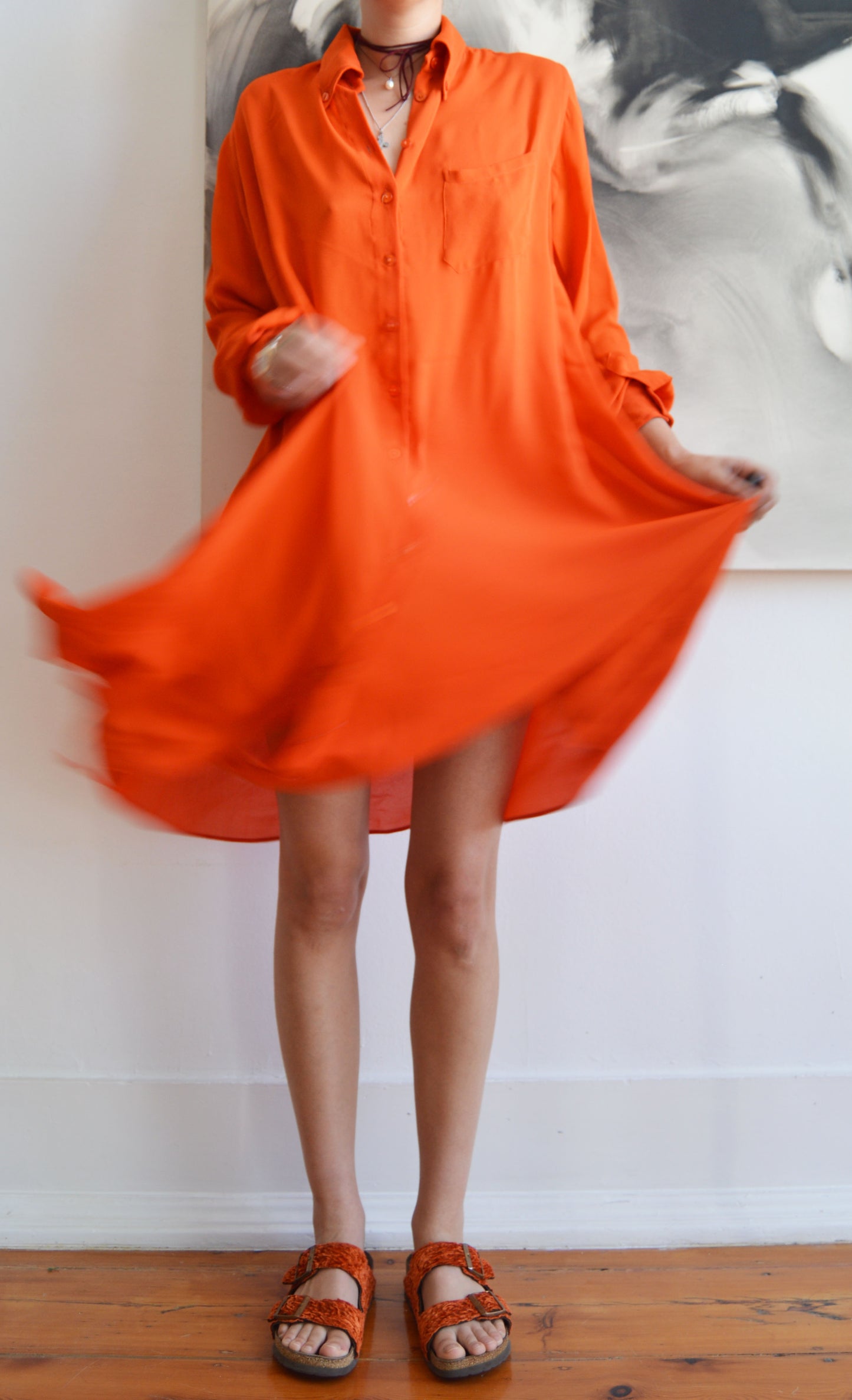 vintage jean paul gaultier orange shirtdress