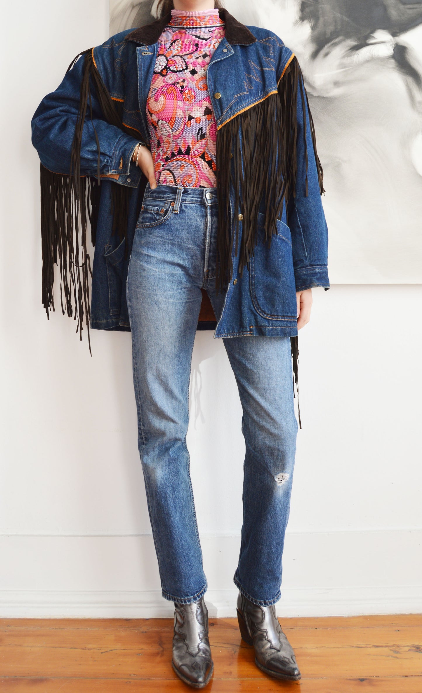 Vintage Kenzo Jeans Fringed Denim Coat