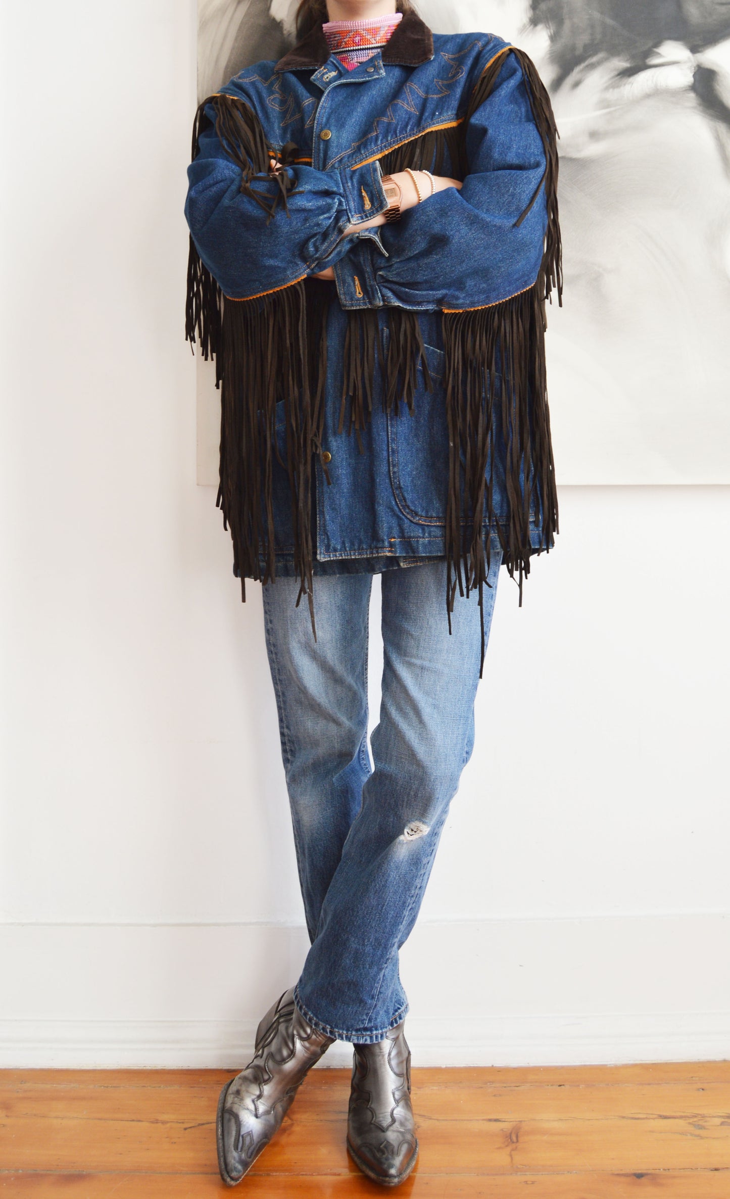 Vintage Kenzo Jeans Fringed Denim Coat