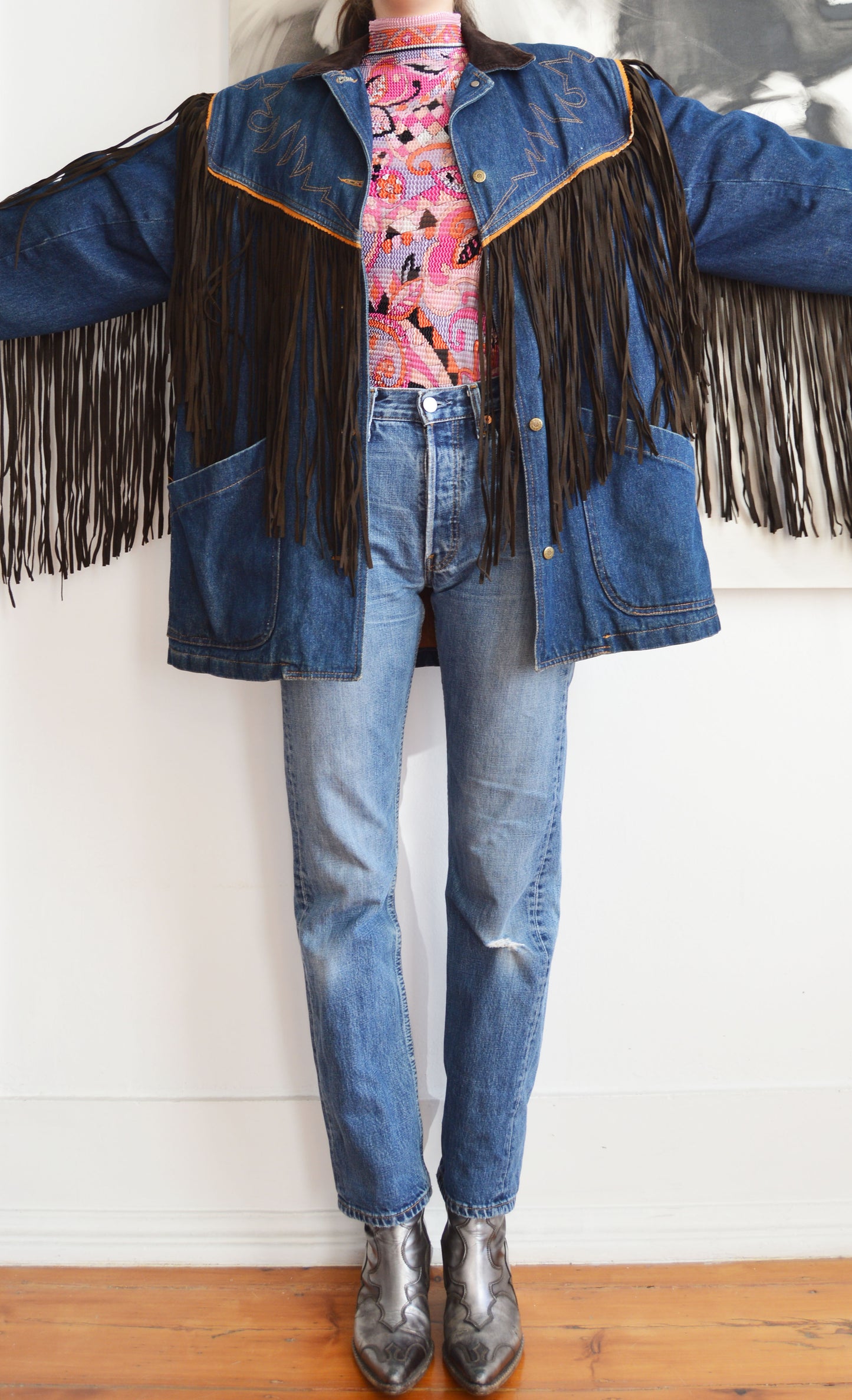 Vintage Kenzo Jeans Fringed Denim Coat