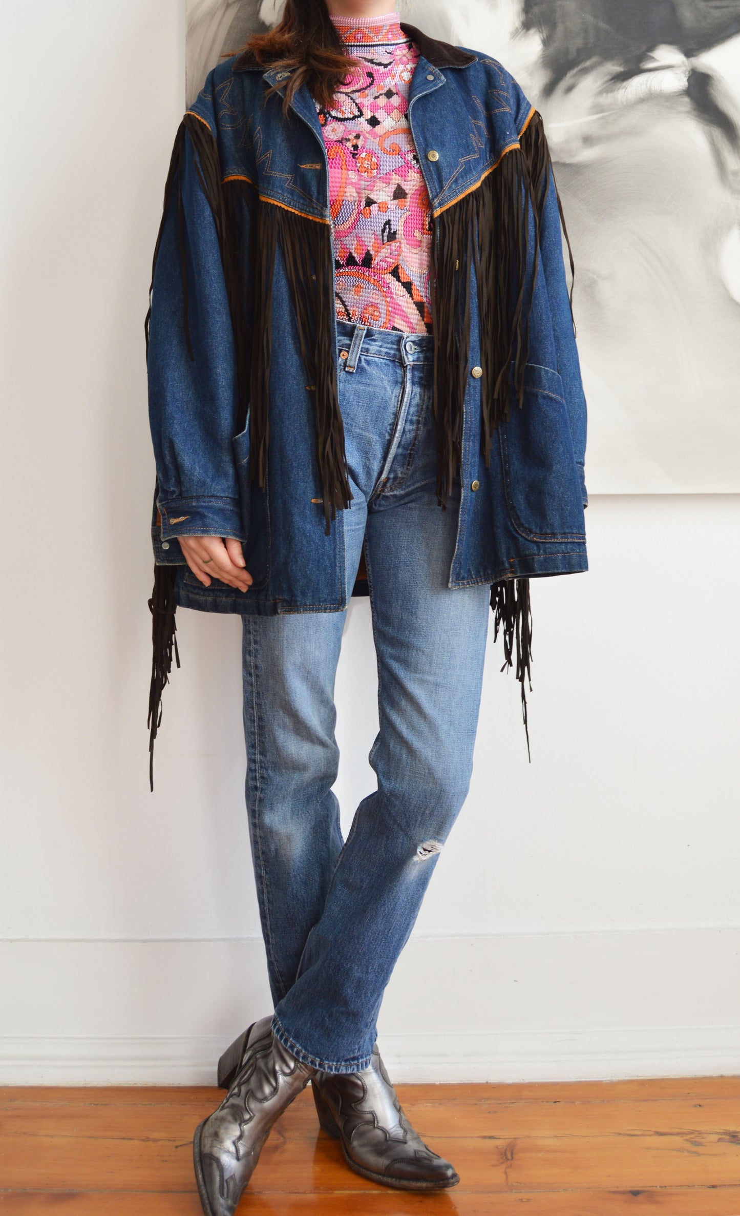 Vintage Kenzo Jeans Fringed Denim Coat