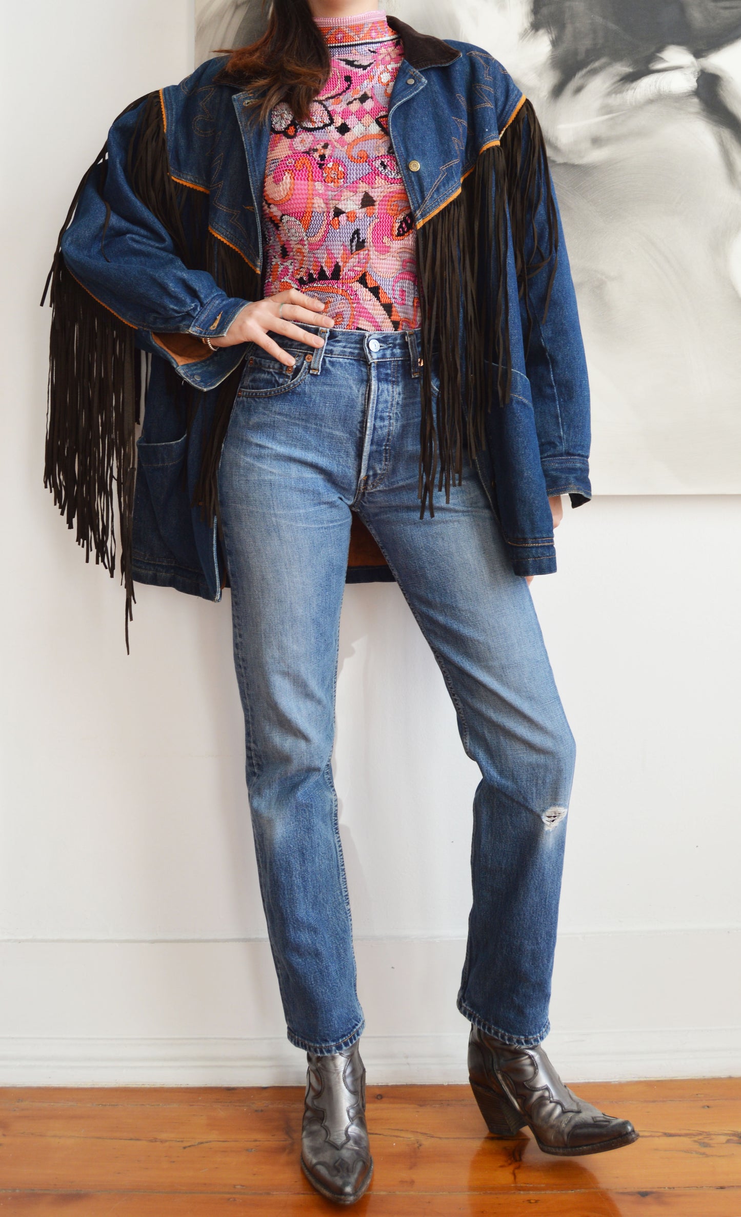 Vintage Kenzo Jeans Fringed Denim Coat