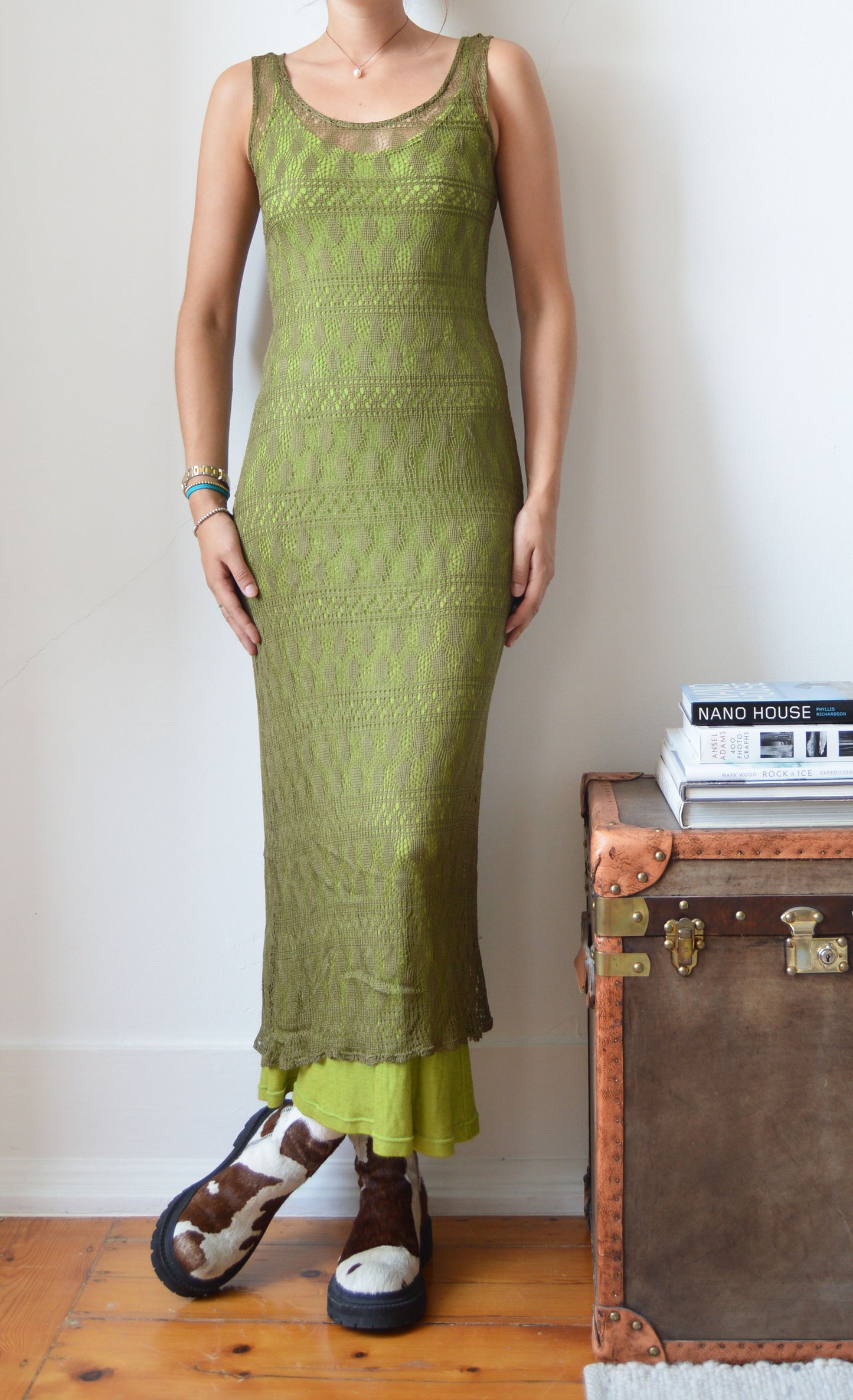 Vintage Kenzo Jungle Green Layered Dress