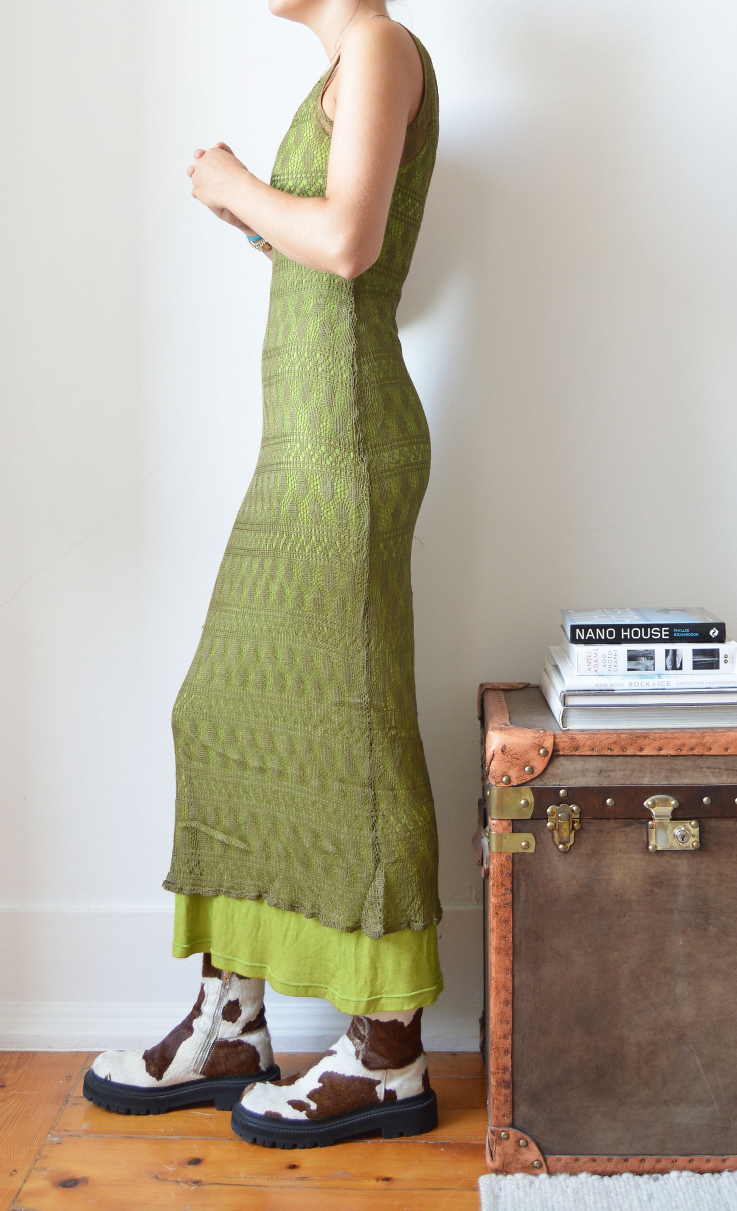 Vintage Kenzo Jungle Green Layered Dress