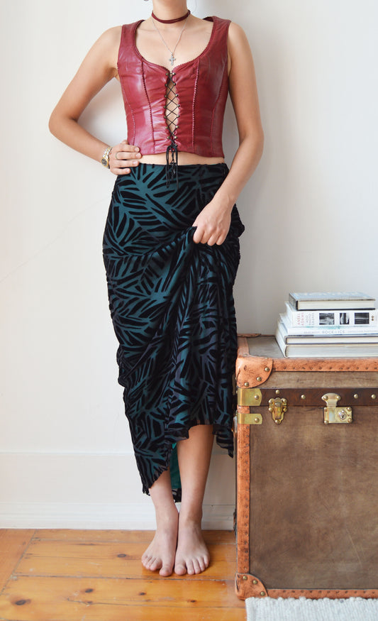 Vintage Kenzo Jungle Red Leather Corset