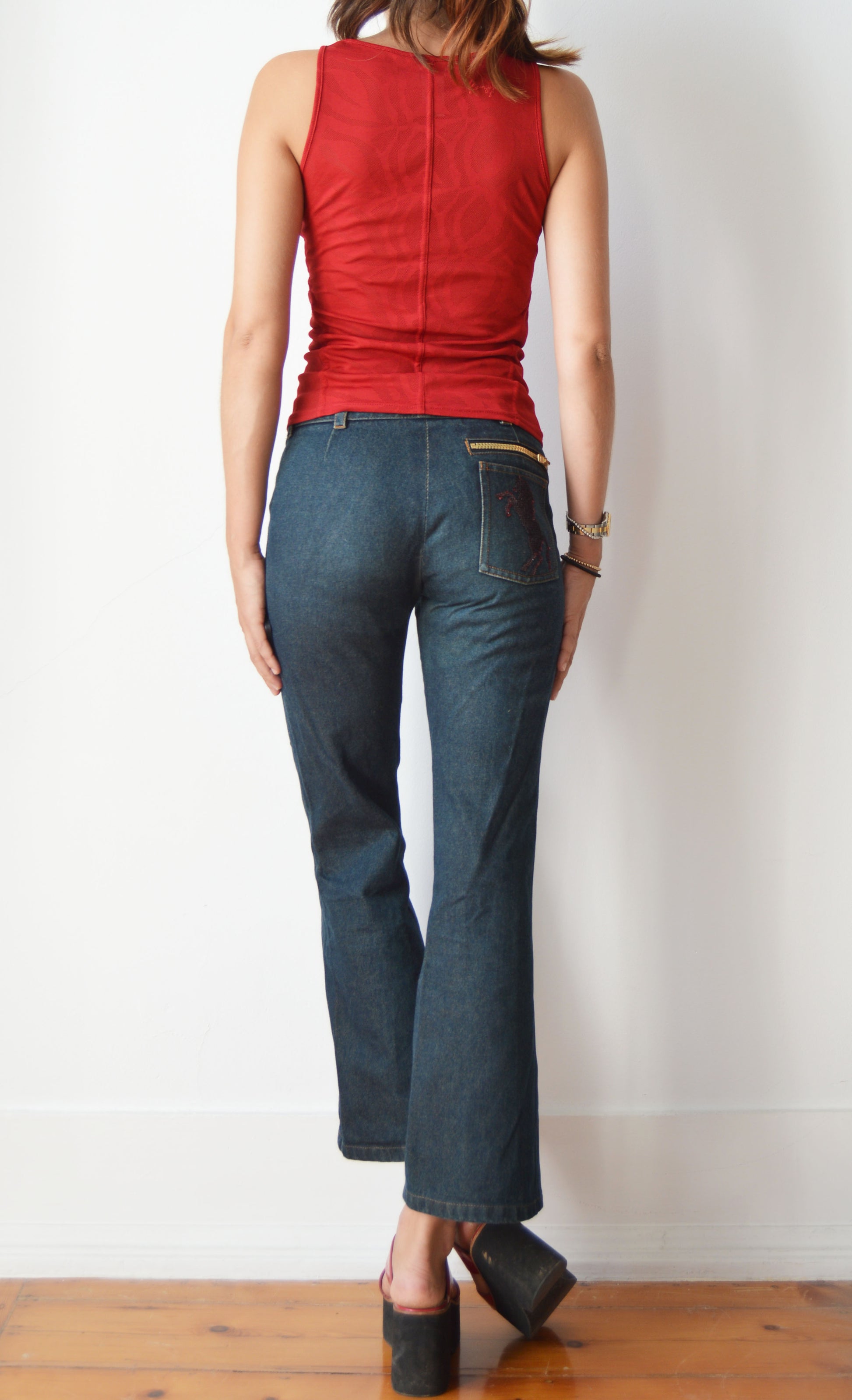 vintage kenzo jungle red corset top