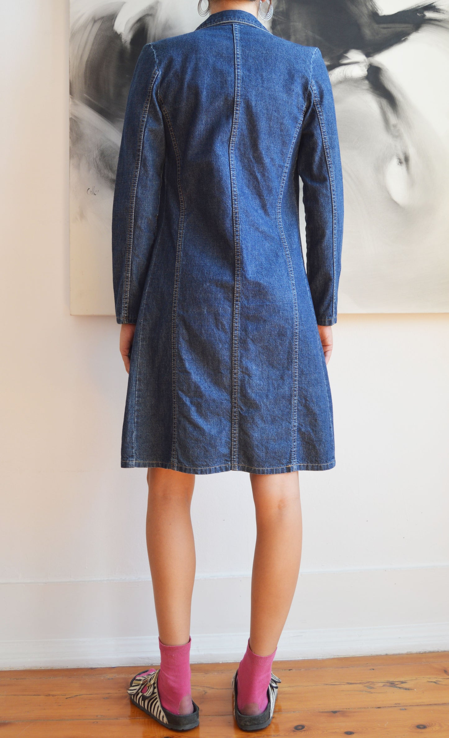 vintage long denim jacket