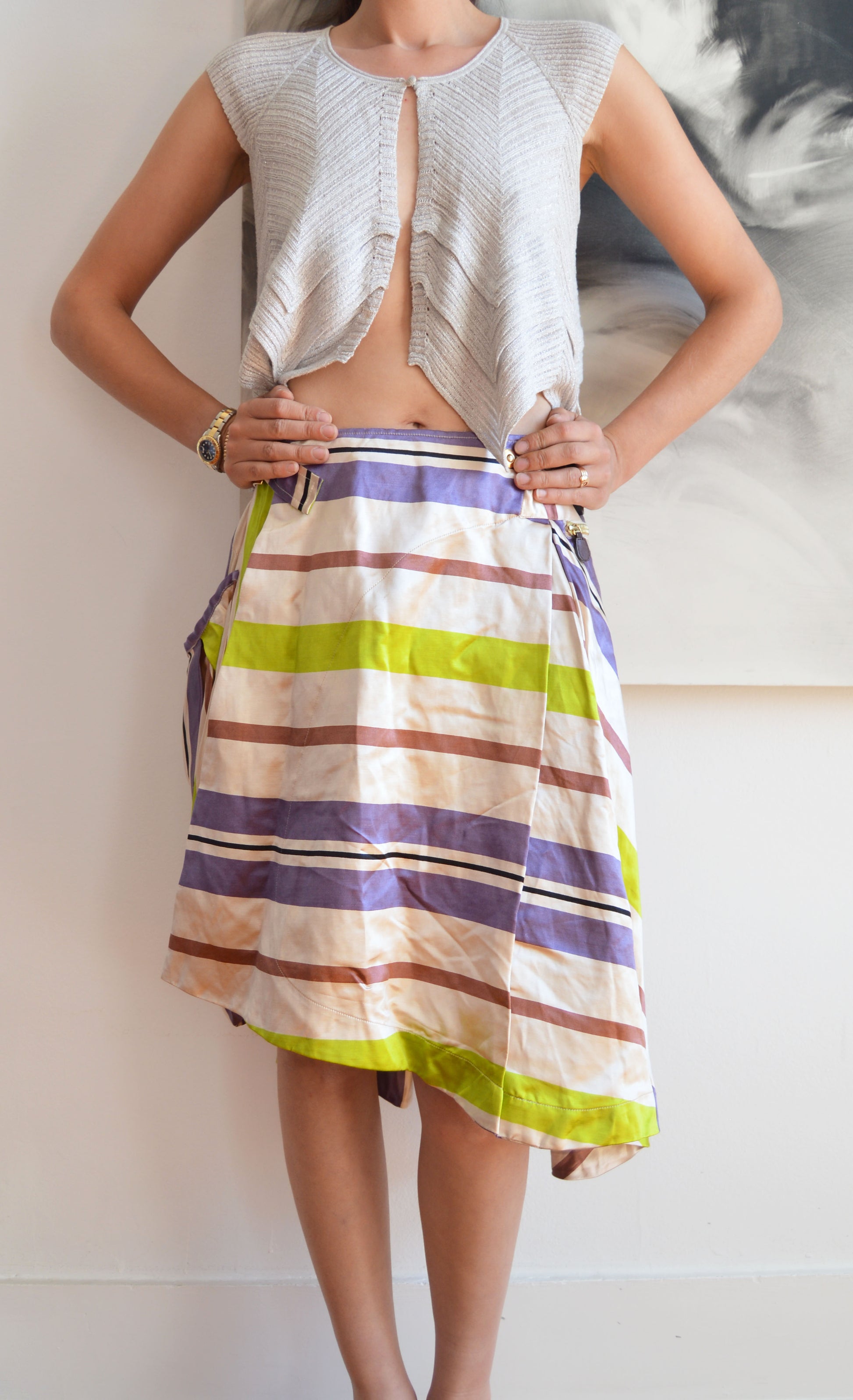 vintage marni ss 2003 striped silk skirt