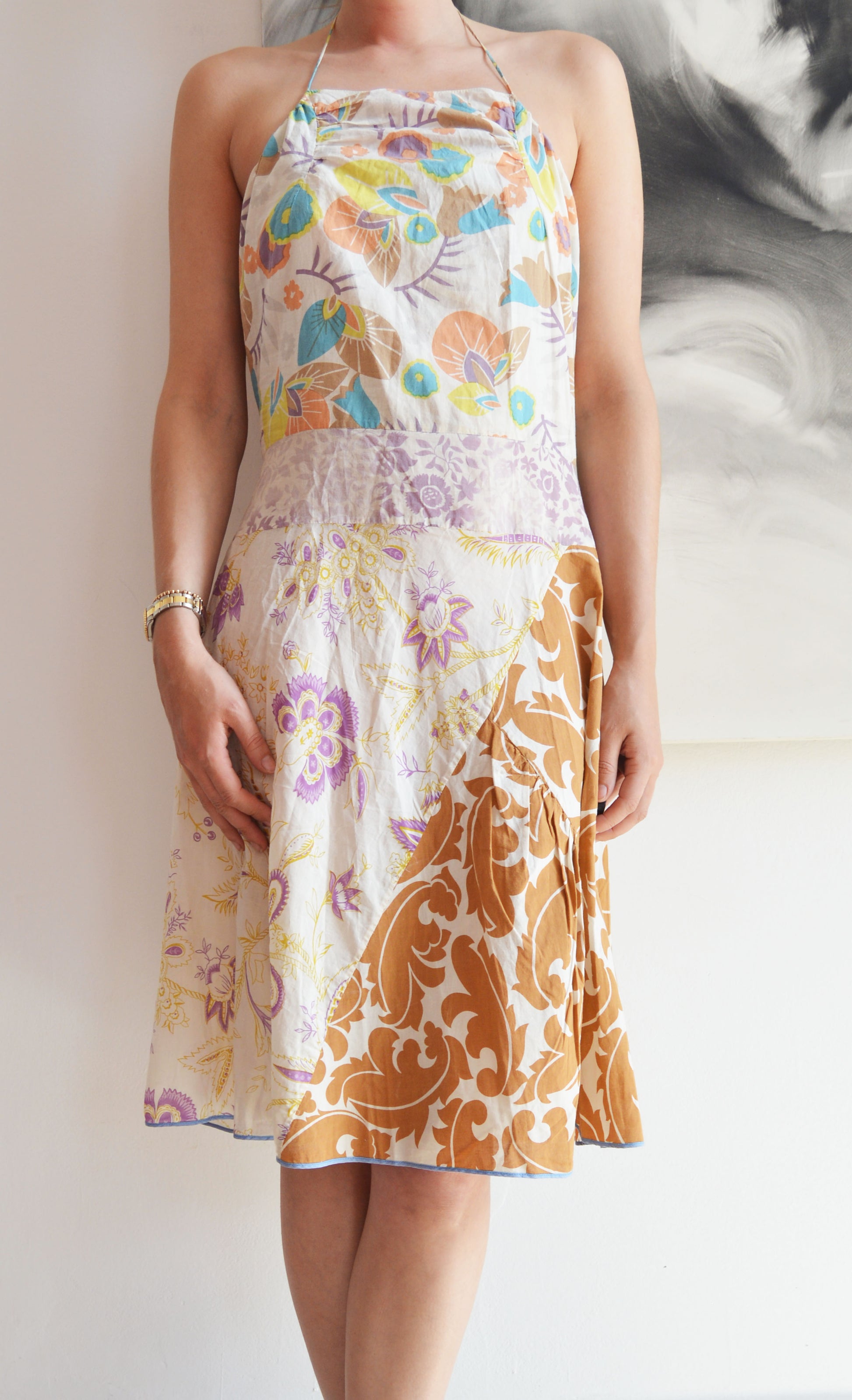 vintage marni ss 2003 mixed floral print cotton dress