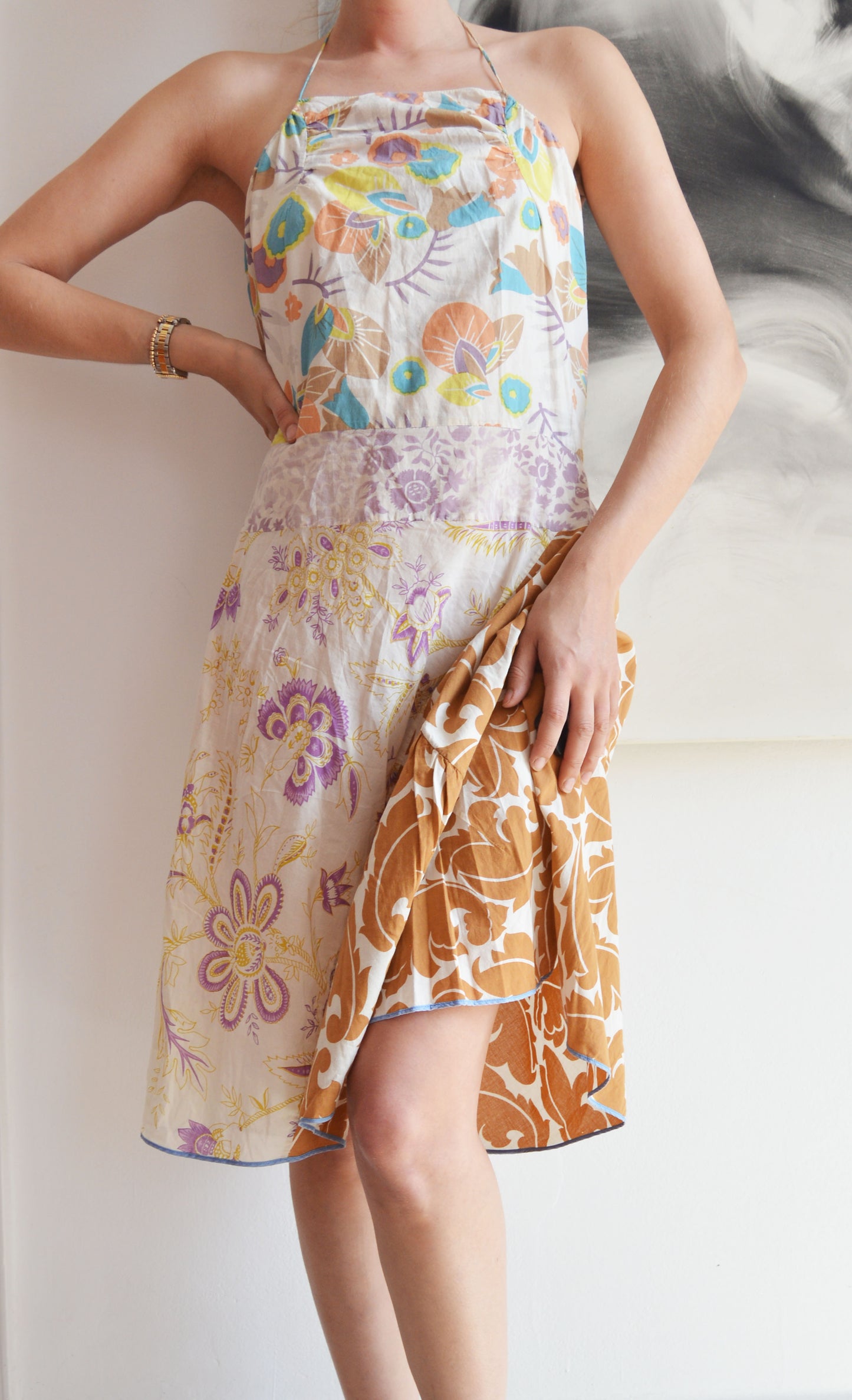 vintage marni ss 2003 mixed floral print cotton dress