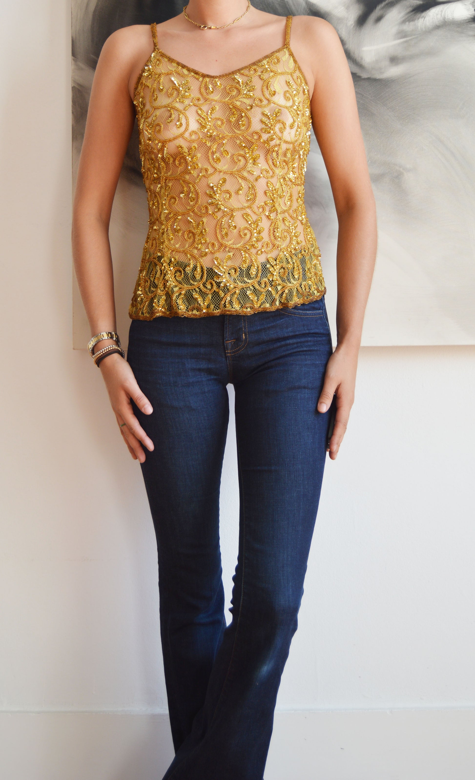 vintage matthew williamson 1998 gold lace camisole