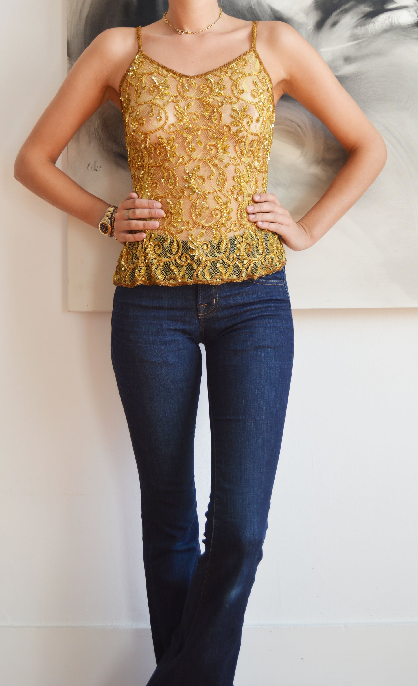 vintage matthew williamson 1998 gold lace camisole