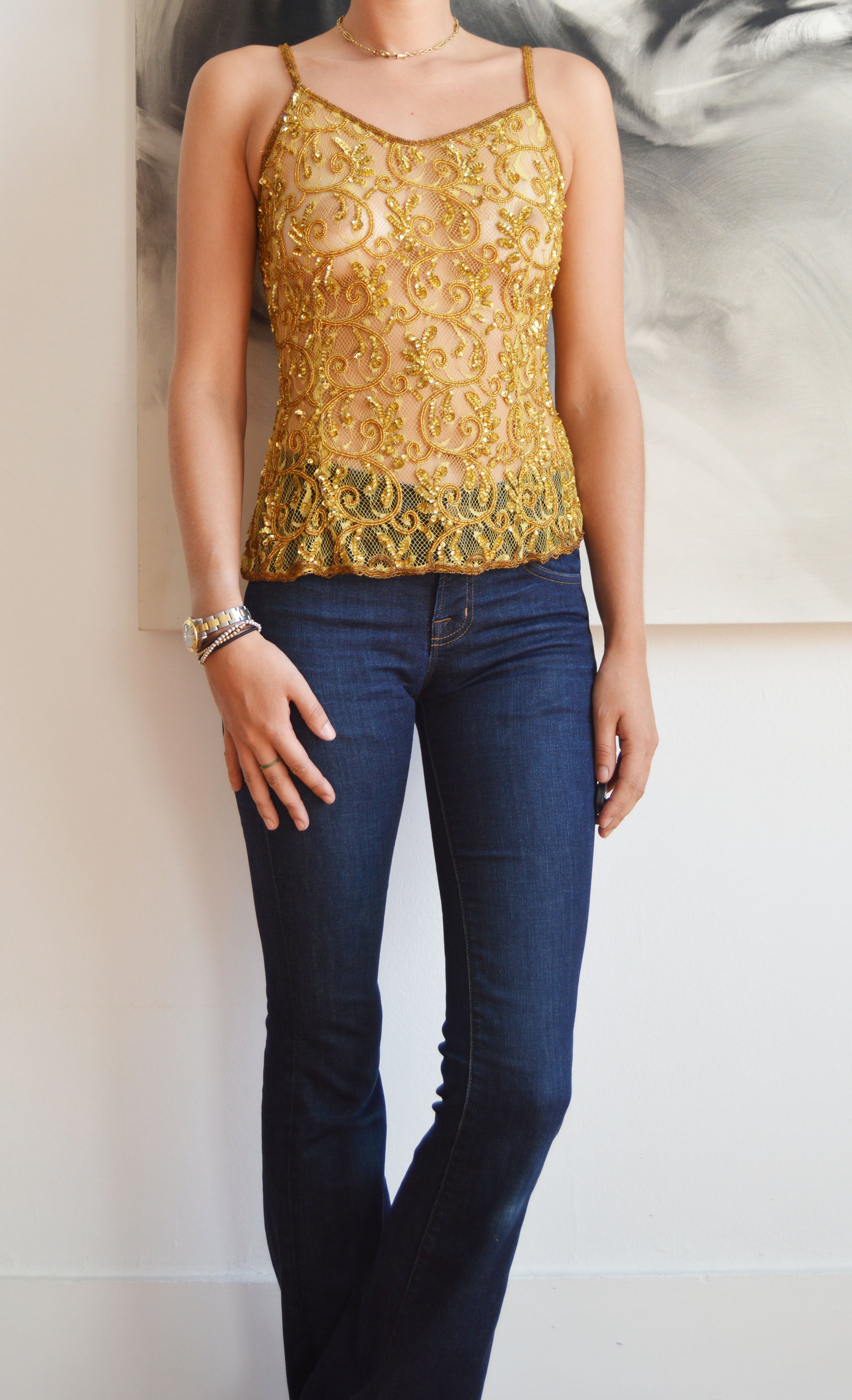 vintage matthew williamson 1998 gold lace camisole