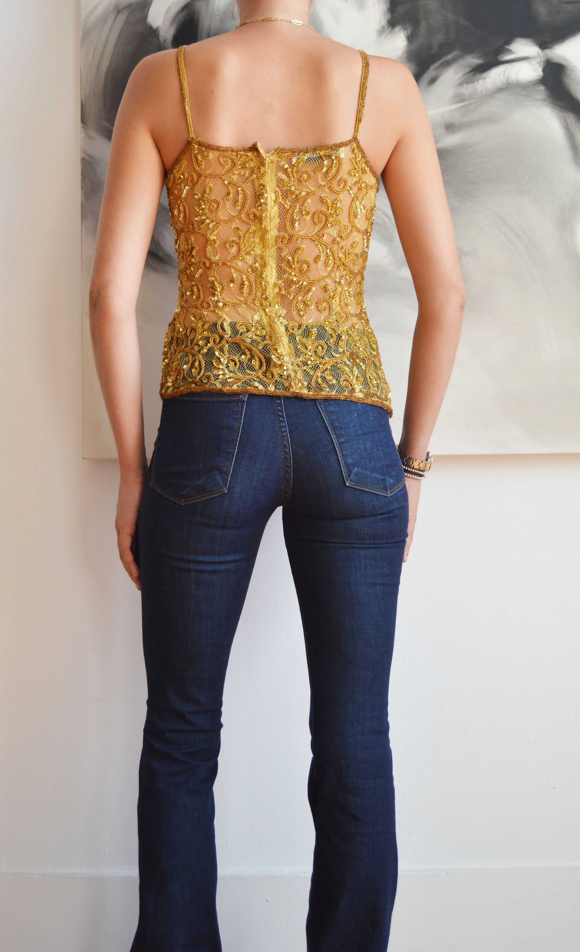 vintage matthew williamson 1998 gold lace camisole