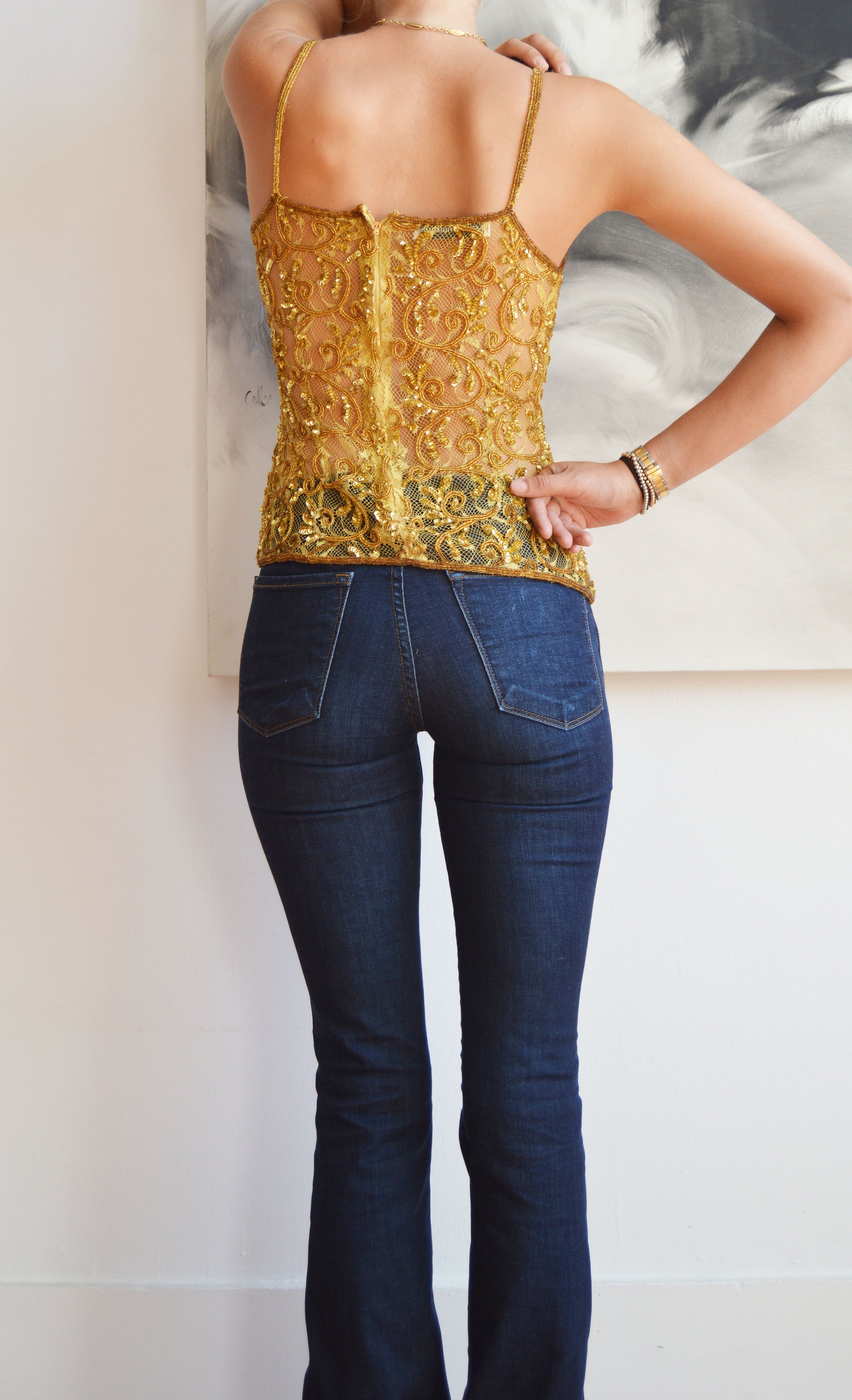 vintage matthew williamson 1998 gold lace camisole