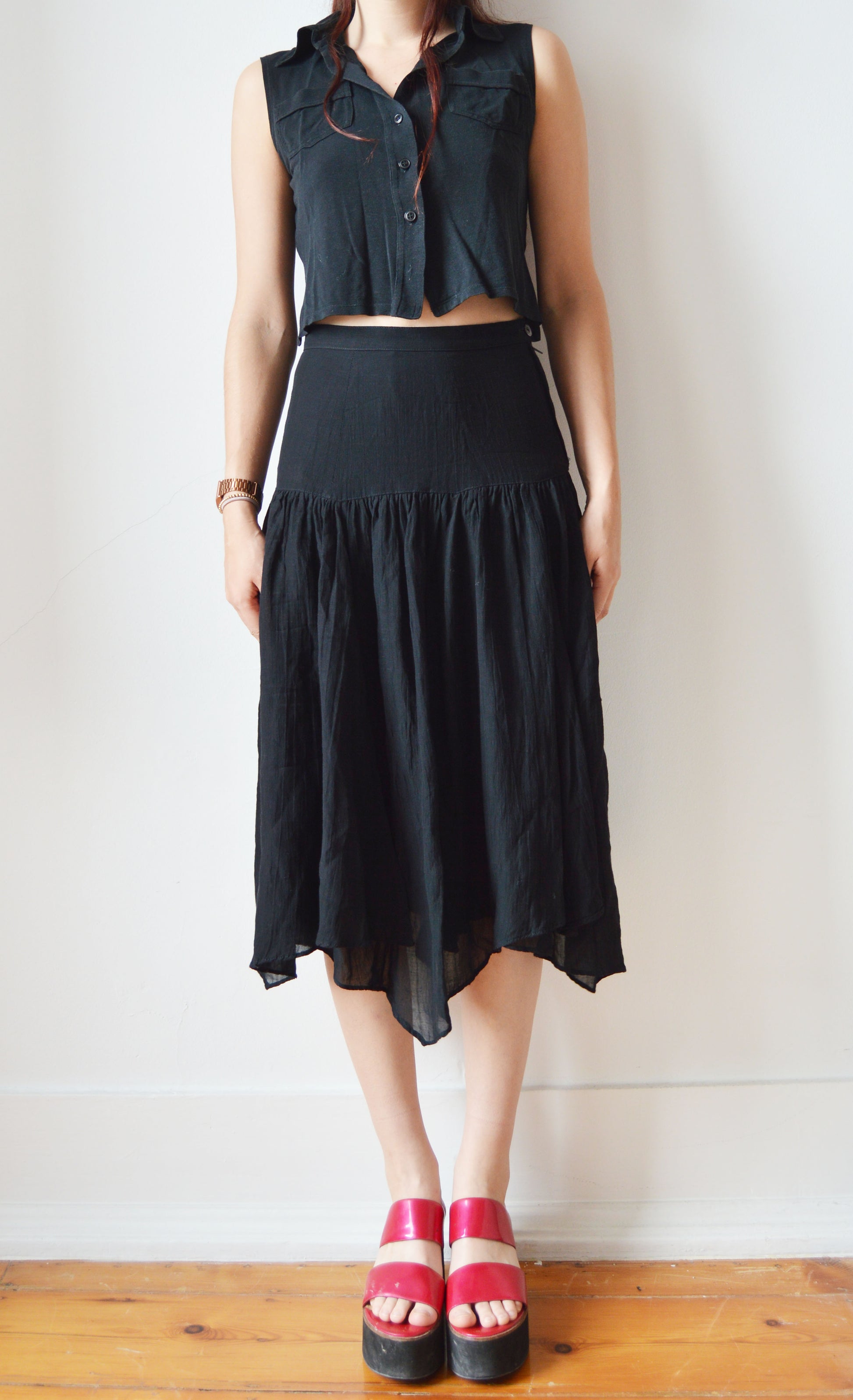 vintage max mara black midi skirt