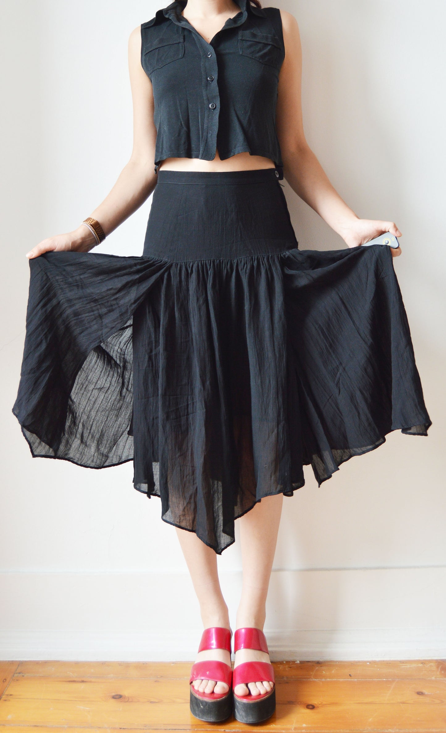 vintage max mara black midi skirt