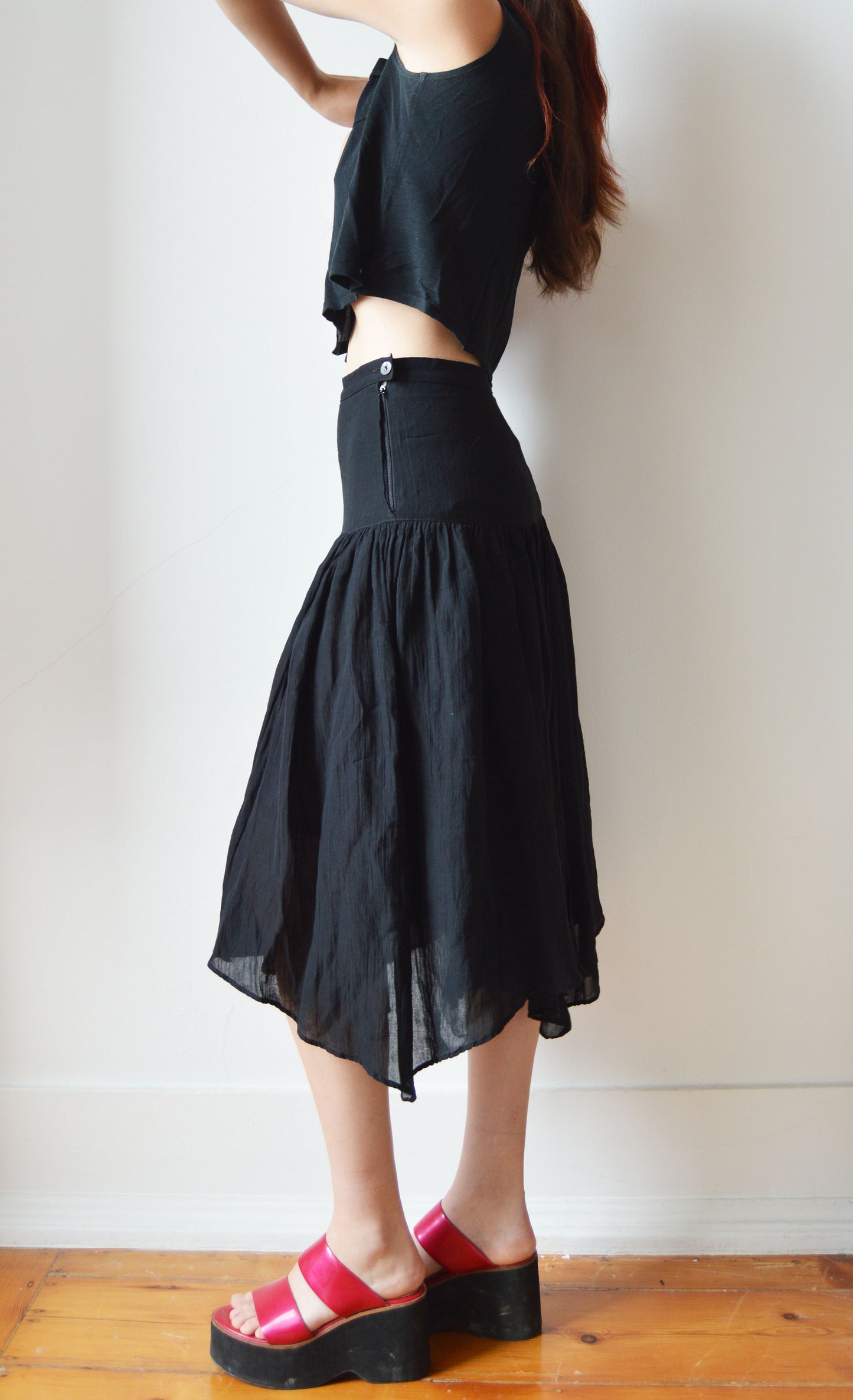 vintage max mara black midi skirt