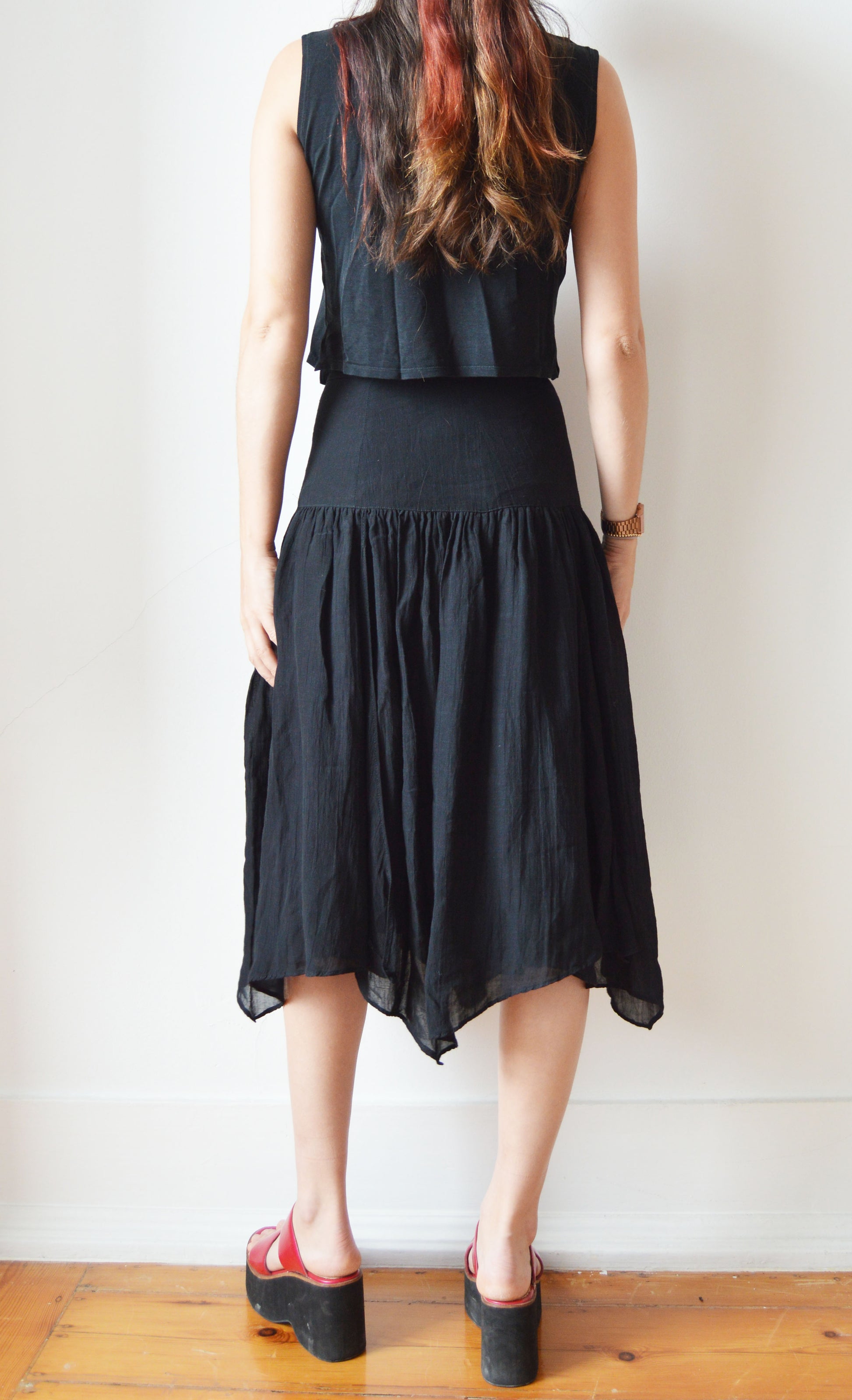 vintage max mara black midi skirt